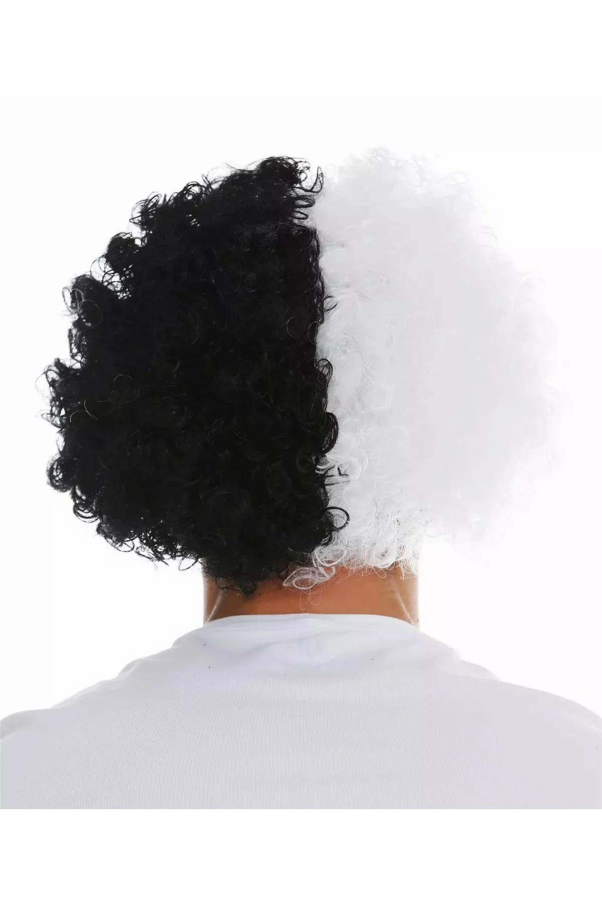 Siyah Beyaz Kıvırcık Afro Bonus Peruk Taraftar Bonus Saç (5060)