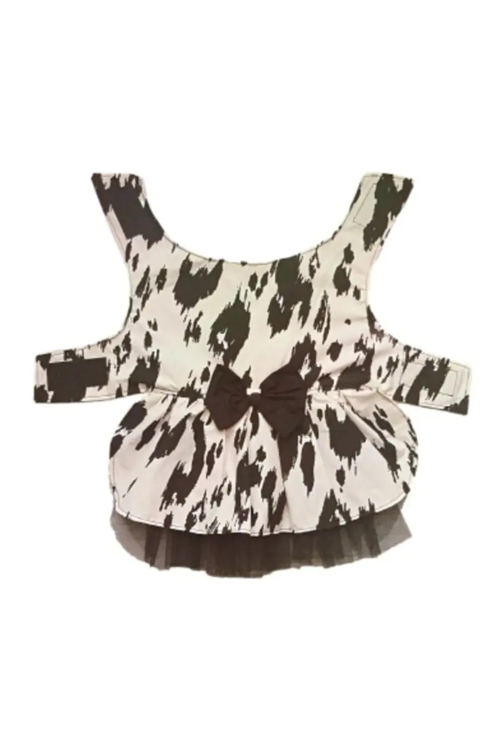 Siyah Beyaz Leopar Desenli Papyonlu Kedi Köpek Kıyafeti Elbisesi