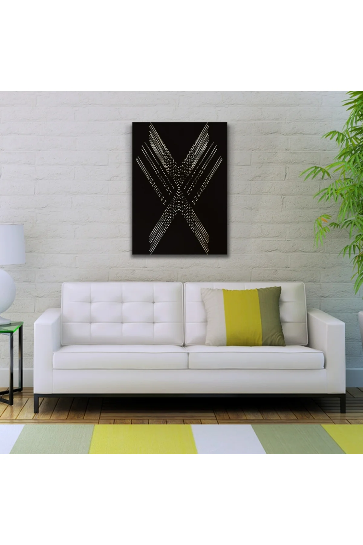 Siyah Beyaz Noktalardan Oluşan x Kanvas Tablo 50 x 70