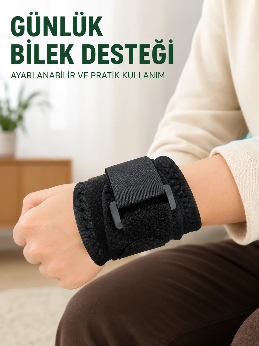 Siyah Bilek Destekliği Cırtlı Ayarlanabilir Bilek Bandı Spor ve Günlük Kullanım Fiyatı, Yorumları ve Özellikleri