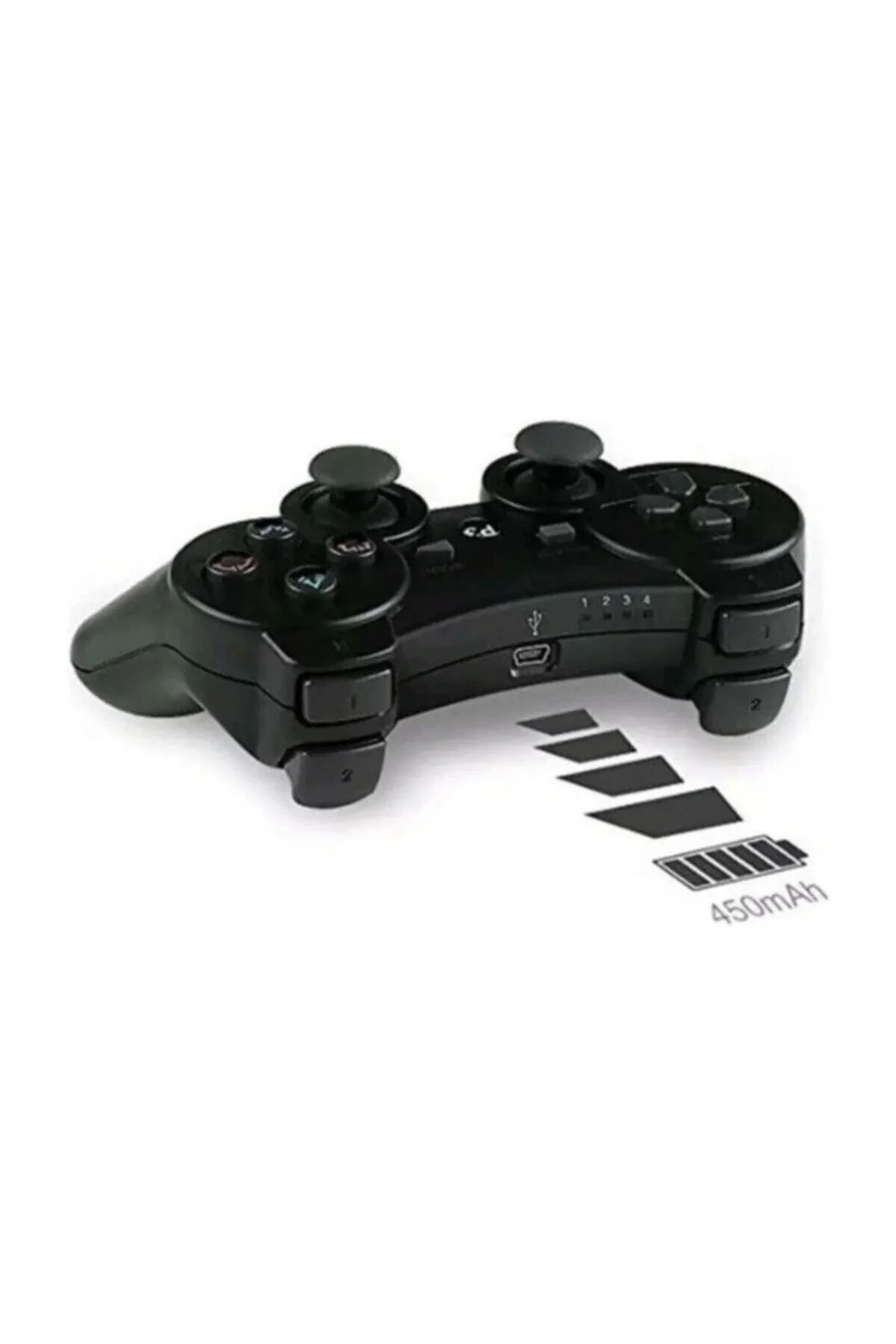 Siyah bluetooth bağlantılı titreşimli gamepad, Playstation 3 uyumlu, 1 yıl garantili