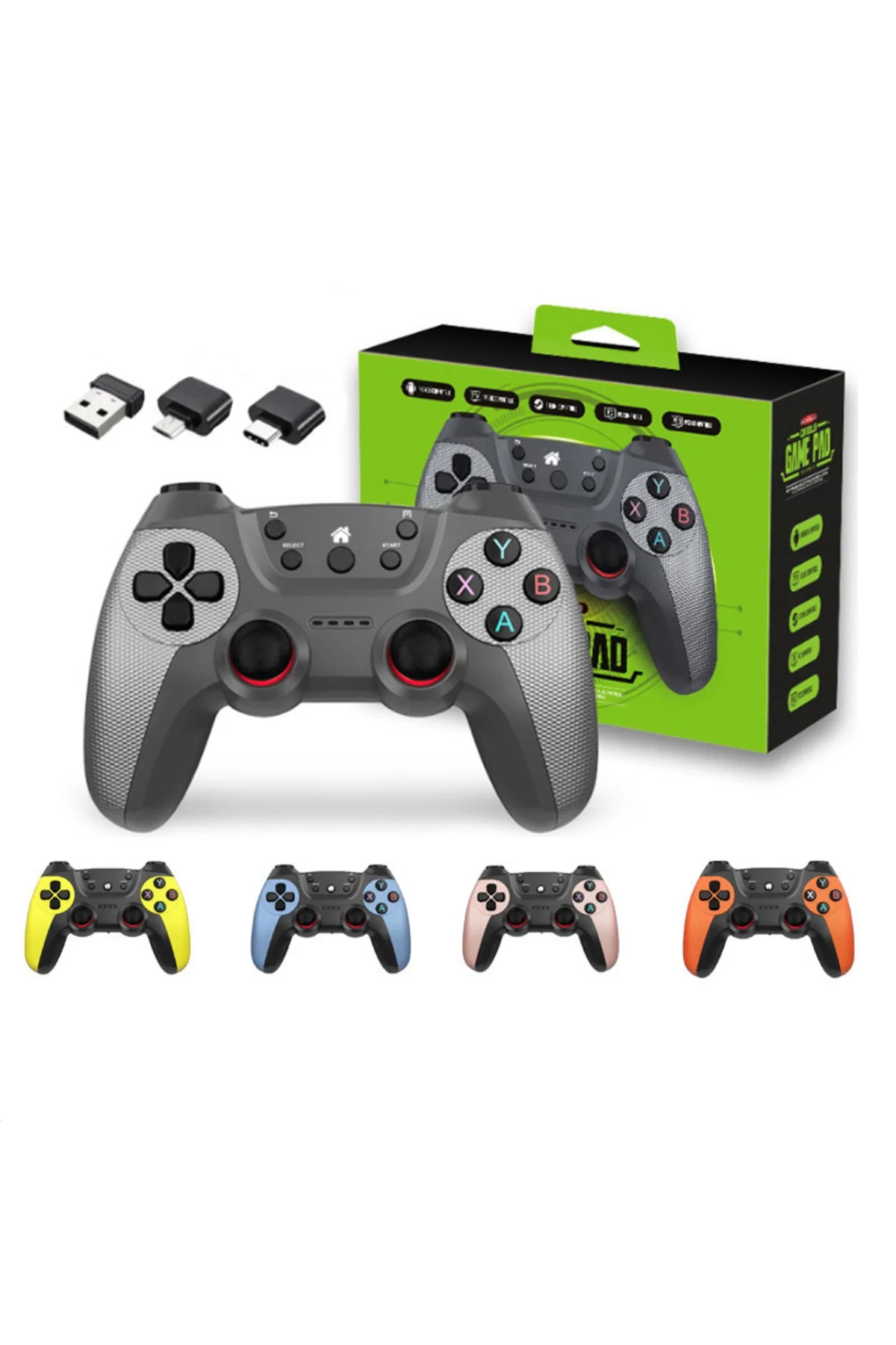 Siyah bluetooth bağlantılı kablosuz gamepad PC uyumlu garantisiz 1 adet - Elektronik