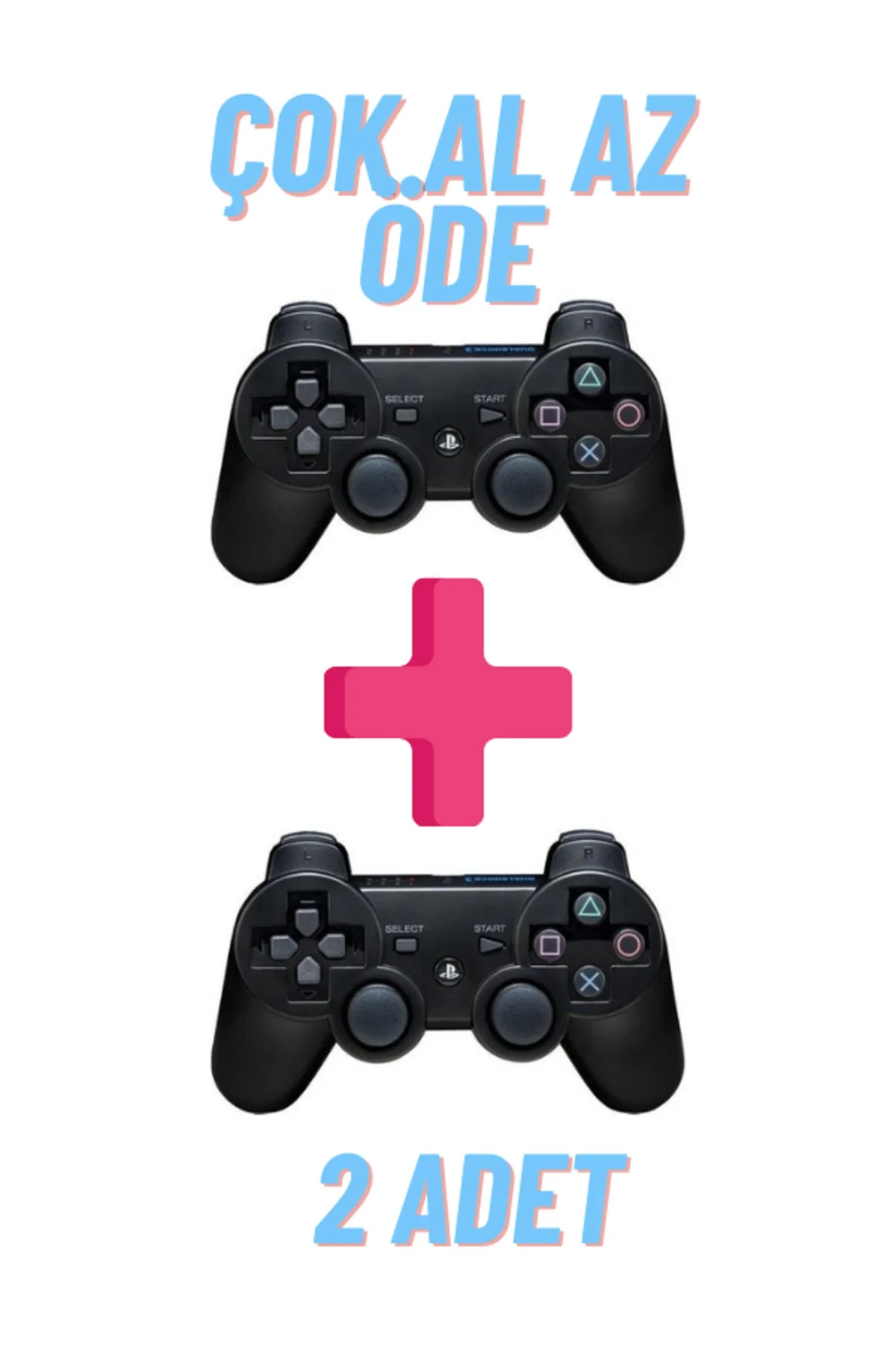 Siyah Bluetooth bağlantılı, hızlı şarj özellikli, 2 adet Playstation 3 uyumlu gamepad