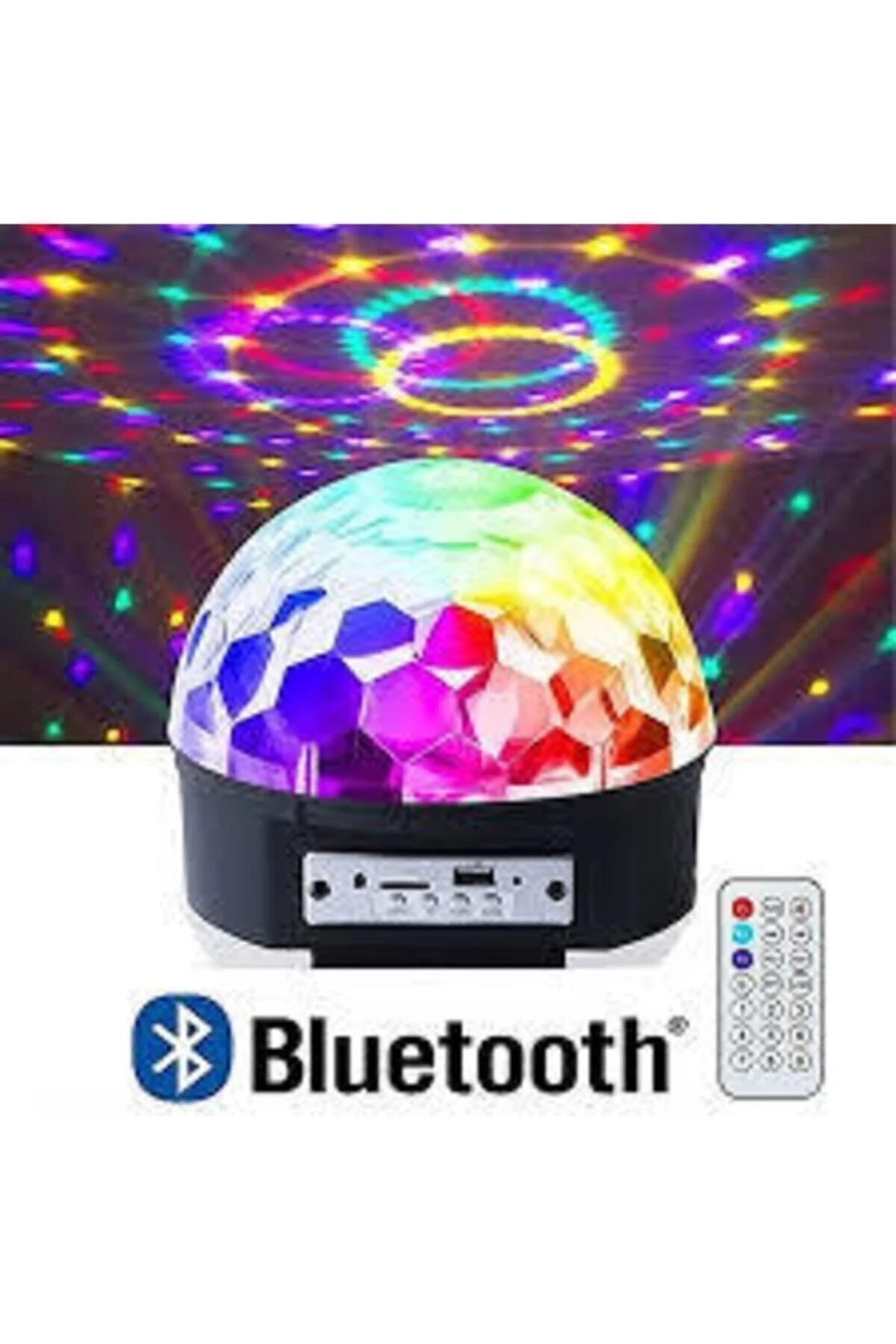 Siyah Bluetooth Hoparlör, Disko Topu Işıklı ve Projeksiyonlu, Çoklu Cihaz Bağlantılı