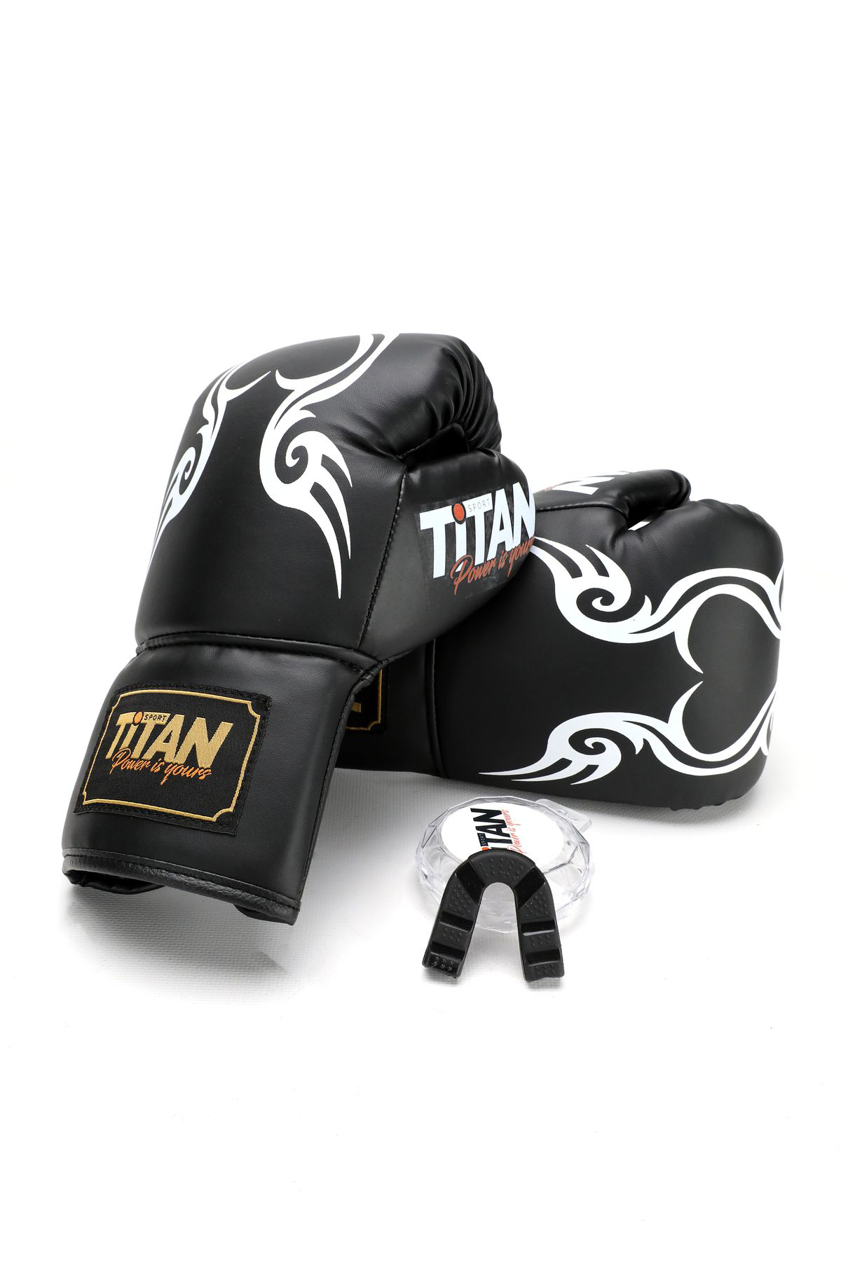 Titan Sport Siyah Boks Eldiveni Dişlik Set