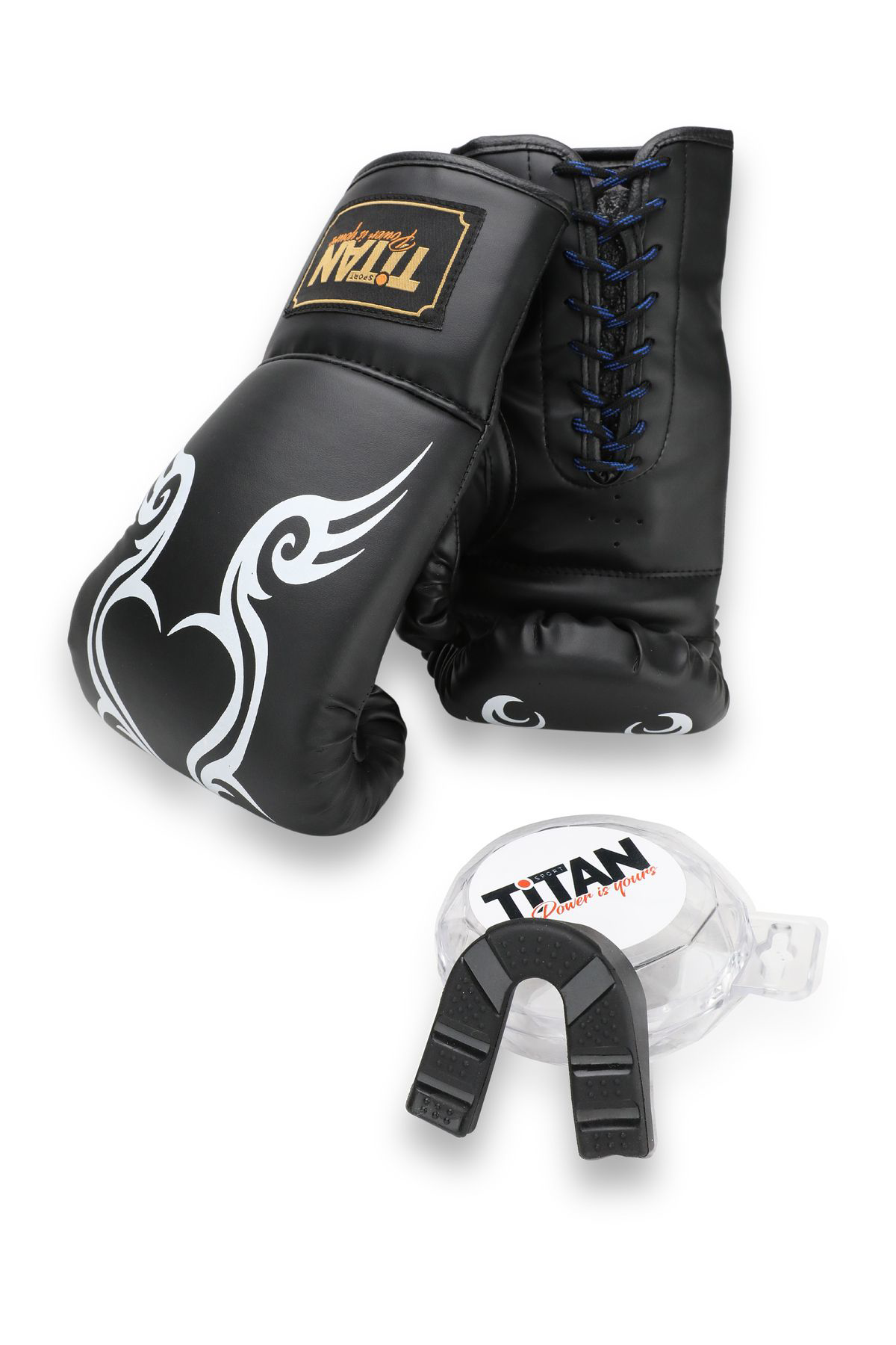Titan Sport Siyah Boks Eldiveni Dişlik Set