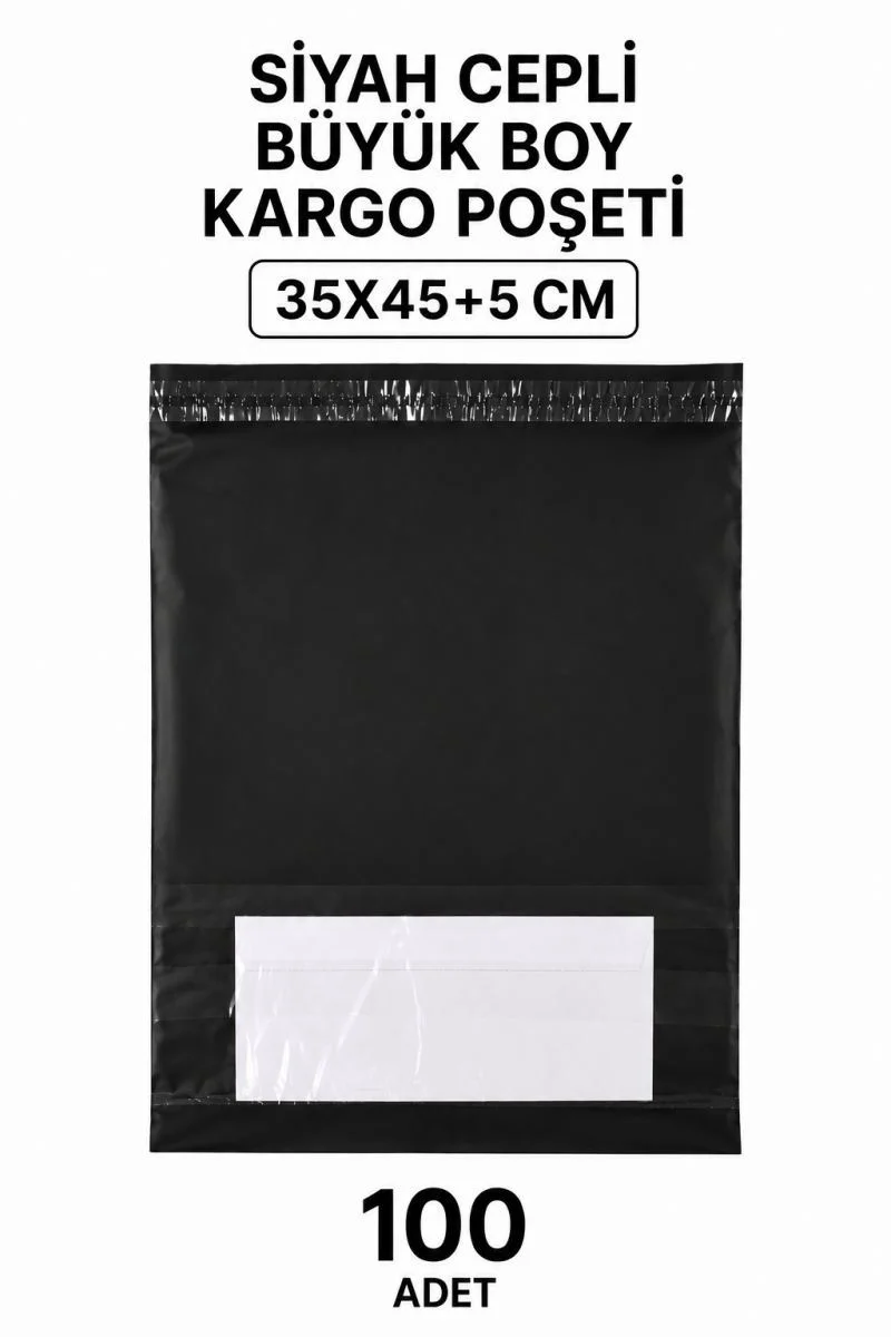 Siyah Cepli Kargo Poşeti 35x45+5 Cm 100 Adet – Dayanıklı E-ticaret Ambalajı Fiyatı, Yorumları ve Özellikleri