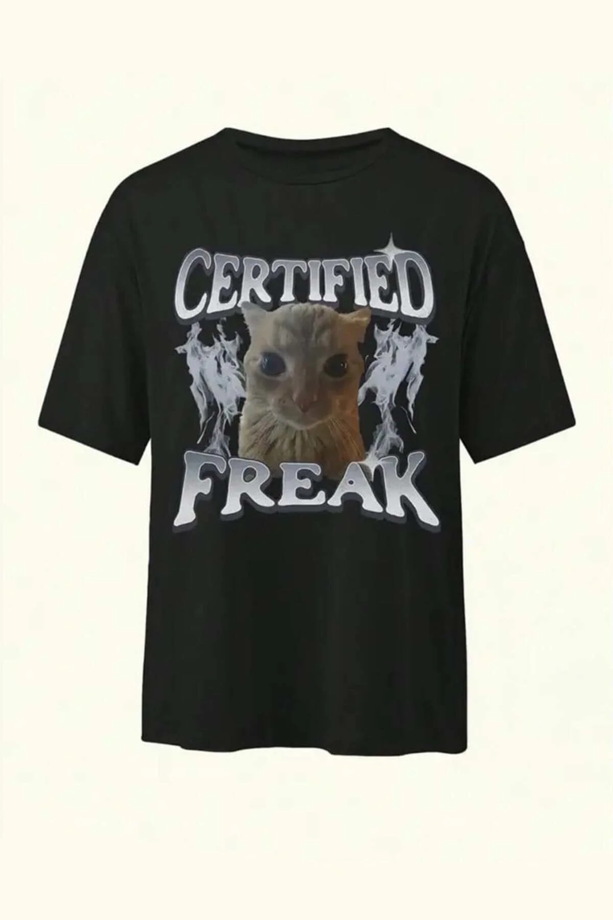 Siyah Certified Freak Cat Grunge Y2K Unisex T-Shirt Siyah Certified Freak Cat Grunge Y2K Unisex T-Shirt