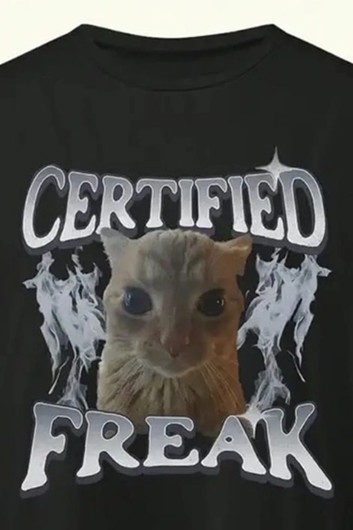 Siyah Certified Freak Cat Grunge Y2K Unisex T-Shirt Siyah Certified Freak Cat Grunge Y2K Unisex T-Shirt