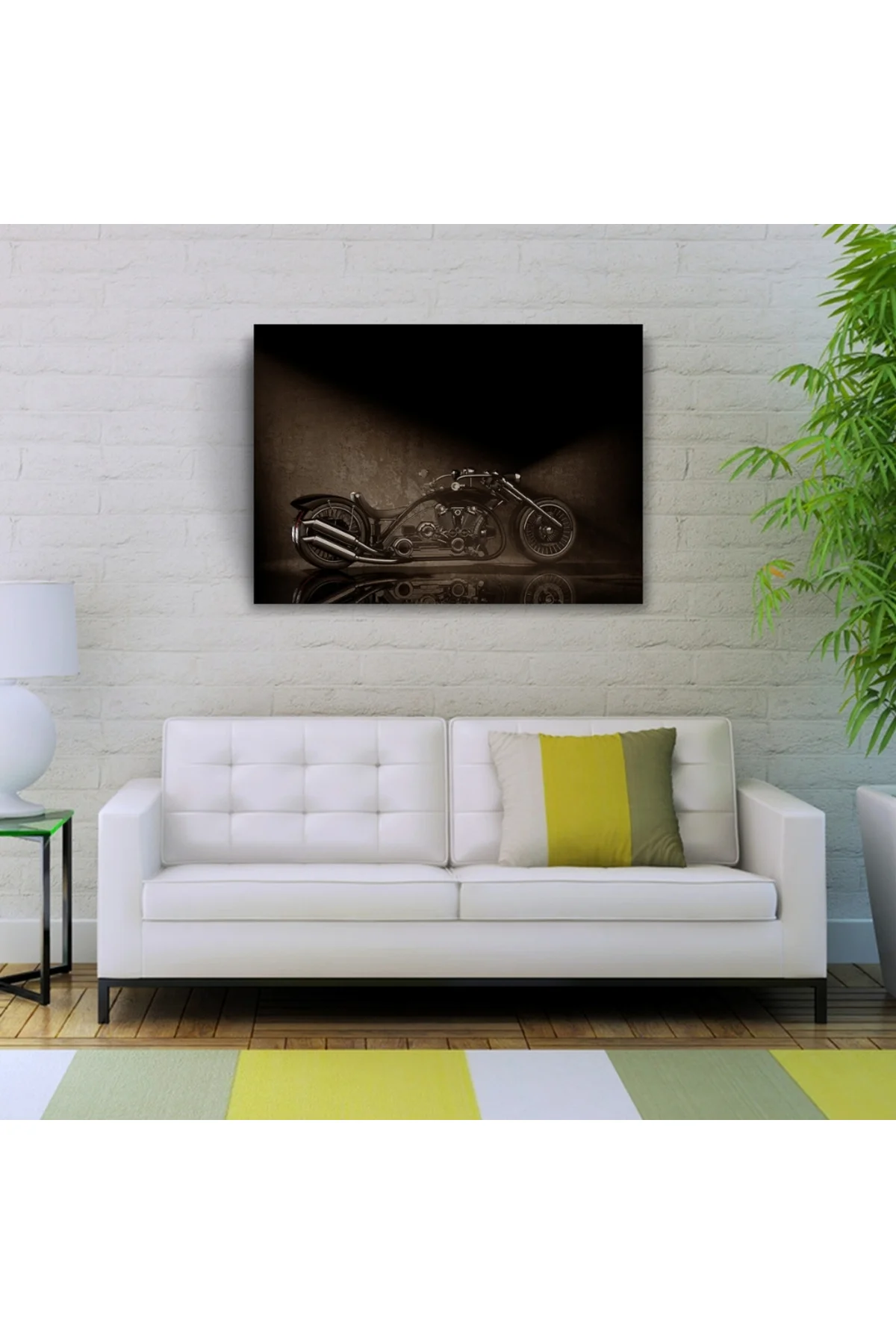 Siyah Chopper Concept Motosiklet Kanvas Tablo 50 x 70