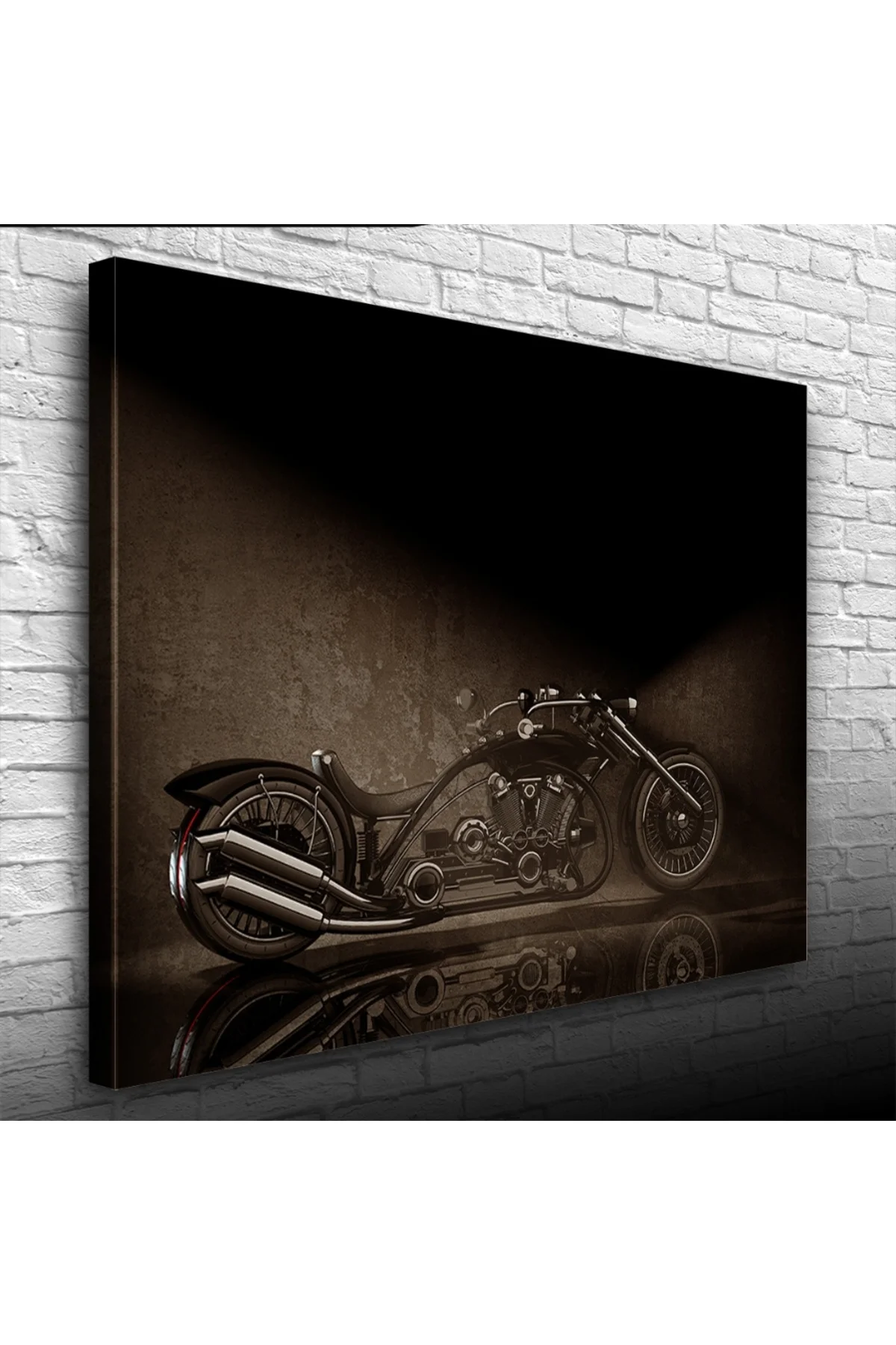 Siyah Chopper Concept Motosiklet Kanvas Tablo 50 x 70