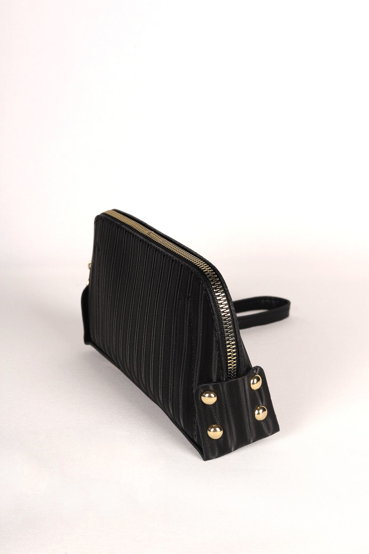 Siyah Çizgili Desenli El Çantası Seti