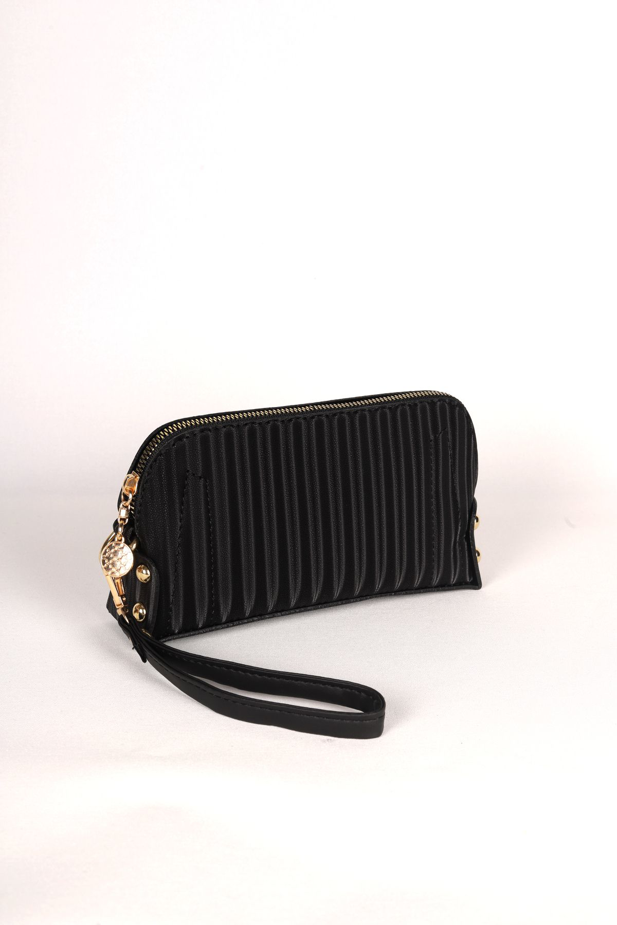 Siyah Çizgili Desenli El Çantası Seti