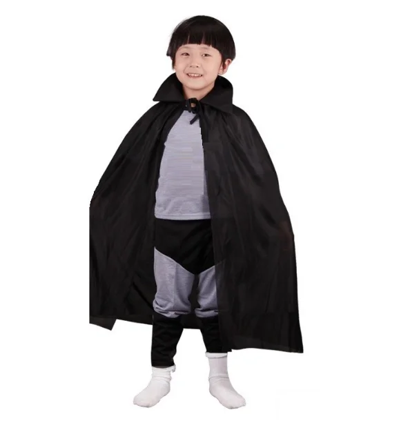 Siyah Çocuk Pelerini - 90 cm Yakalı Jarse Pelerin | Yağmurdan Koruyucu