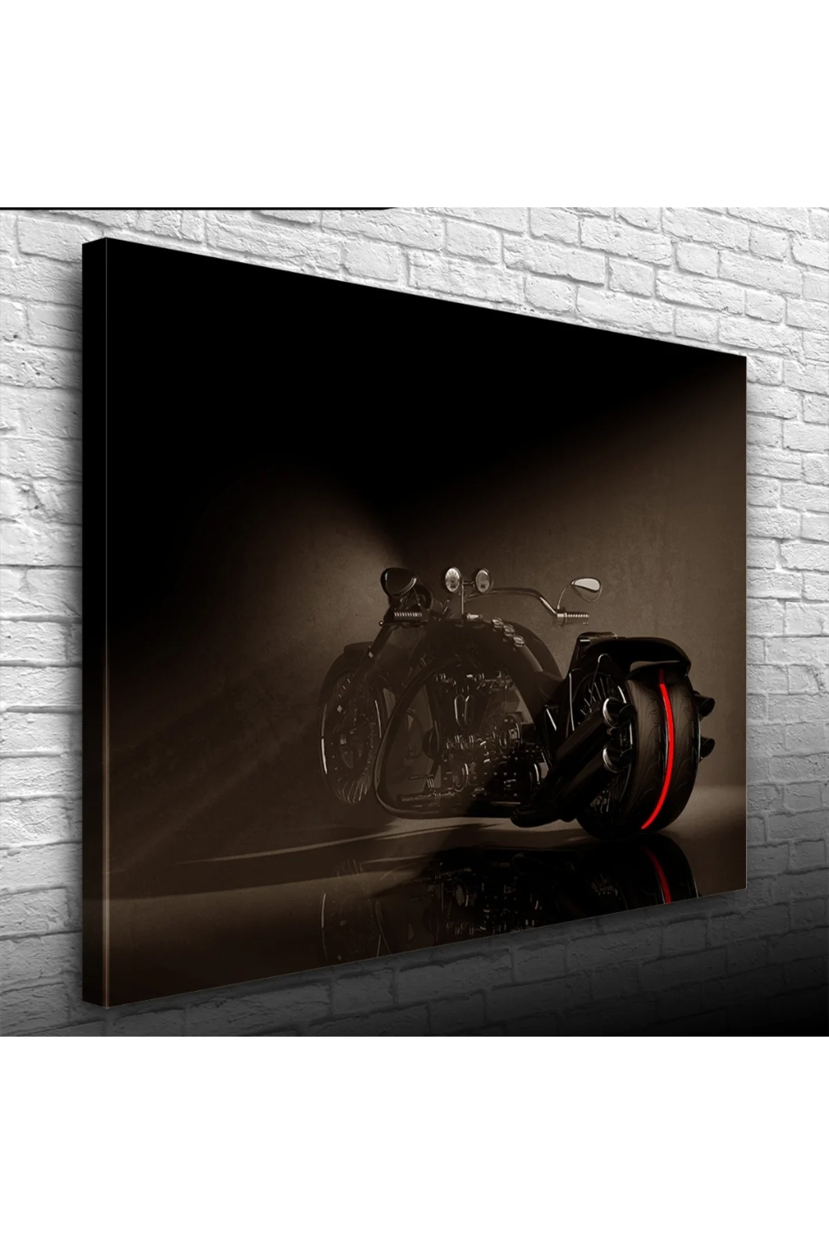 Siyah Concept Chopper Motosiklet Kanvas Tablo 50 x 70