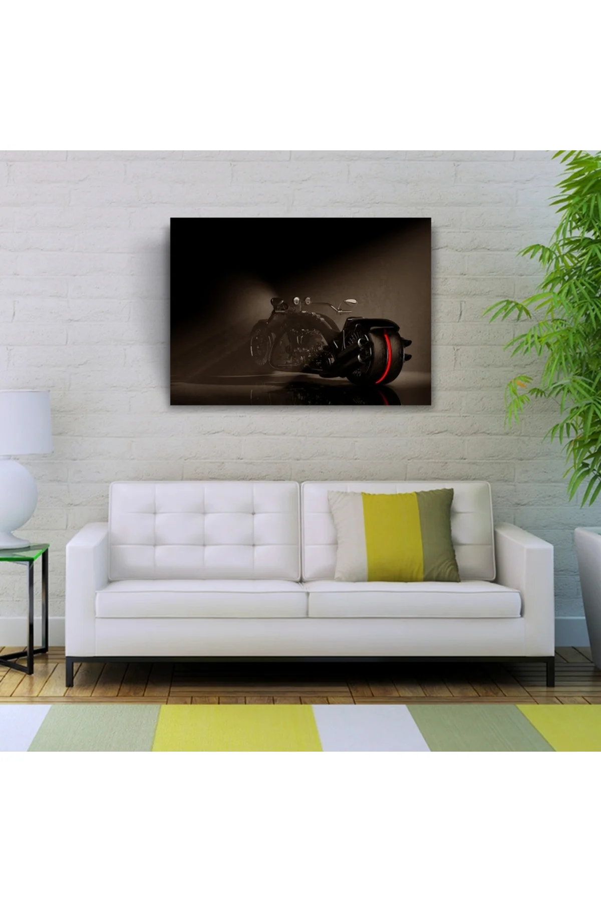 Siyah Concept Chopper Motosiklet Kanvas Tablo 50 x 70