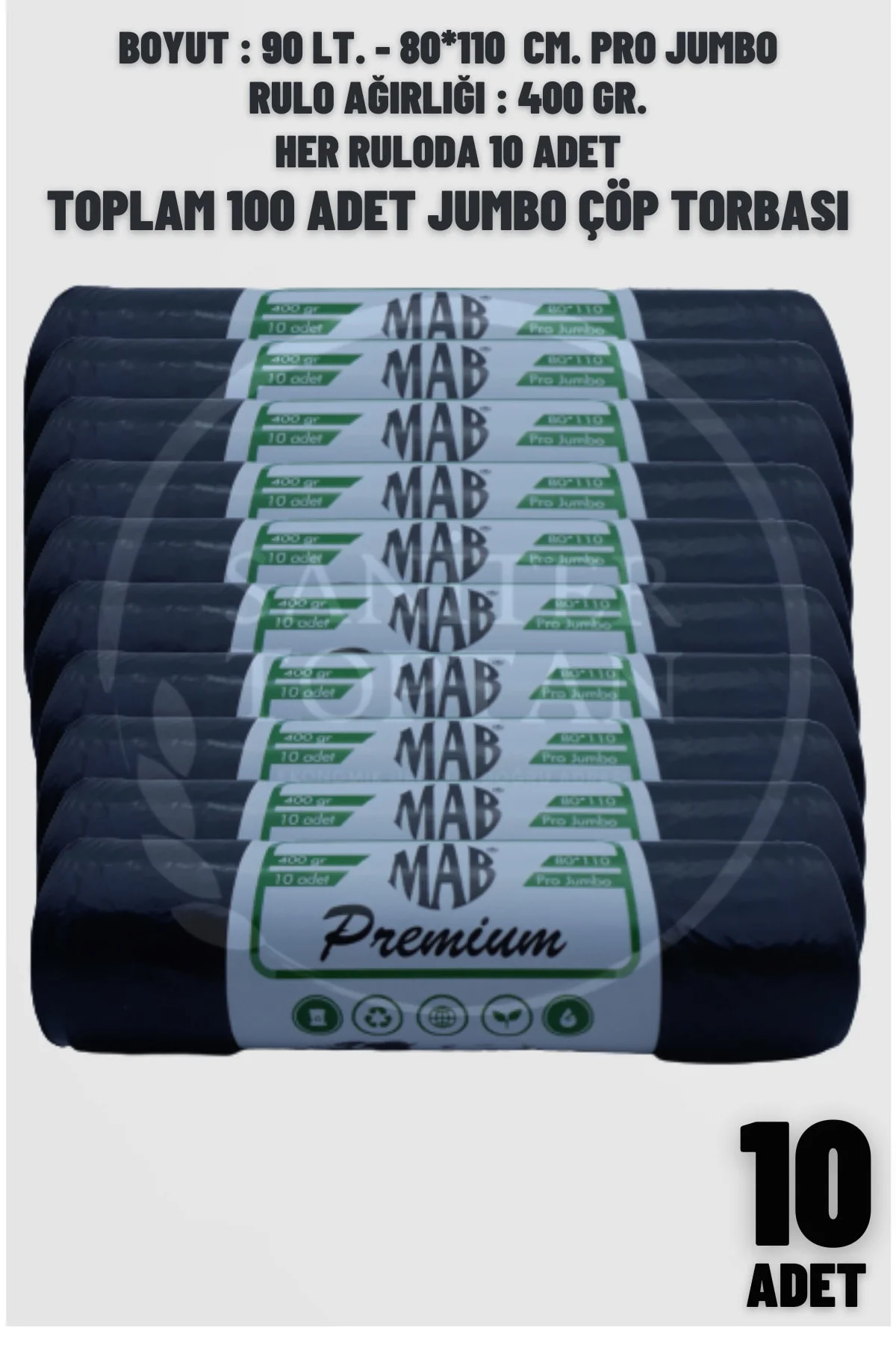 Siyah  Çöp Torbası 80 * 110 Pro Jumbo 400 Gr 10 Lu * 10 Adet