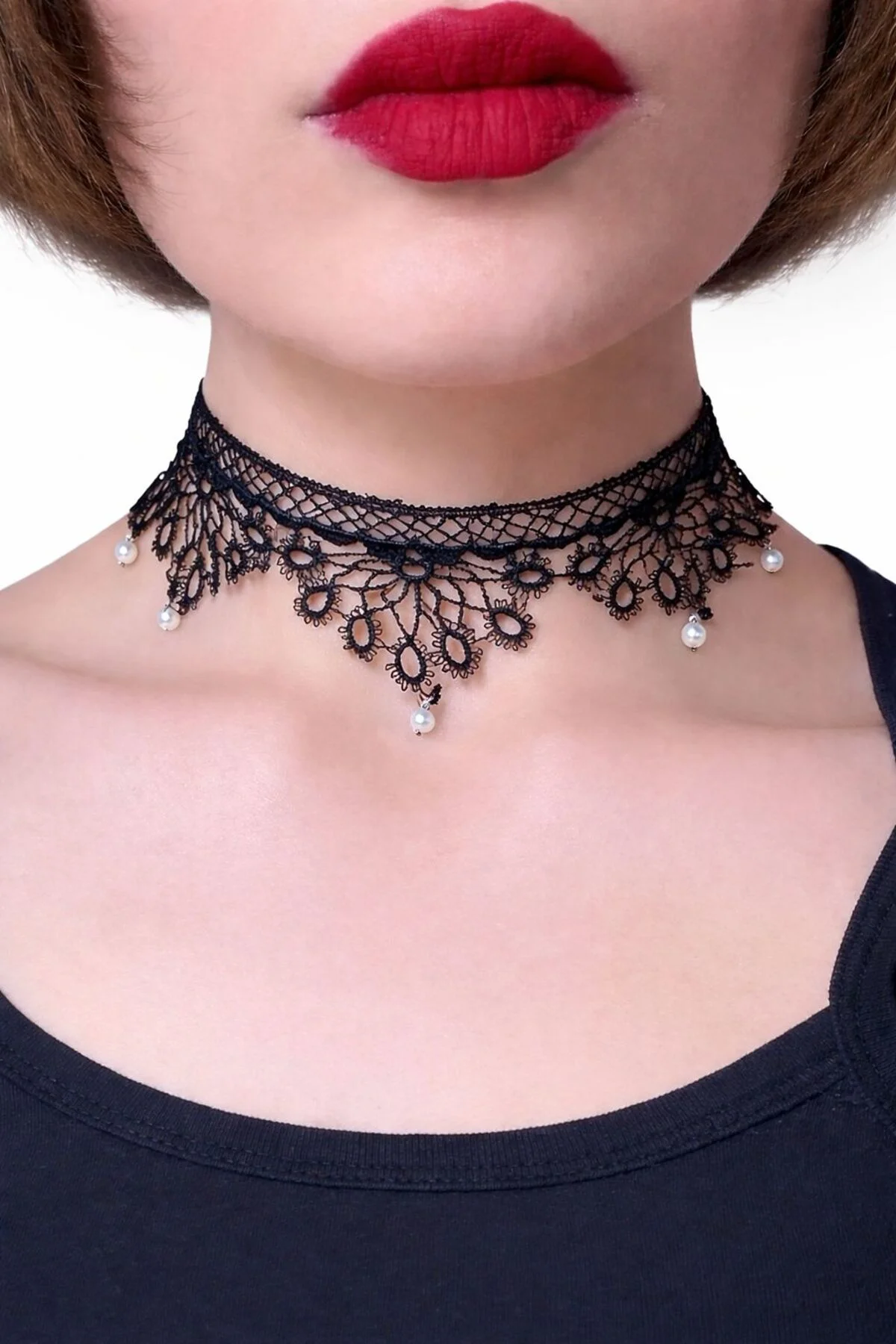 SİYAH DANTEL GOTİK CHOKER KOLYE SİYAH DANTEL GOTİK CHOKER KOLYE