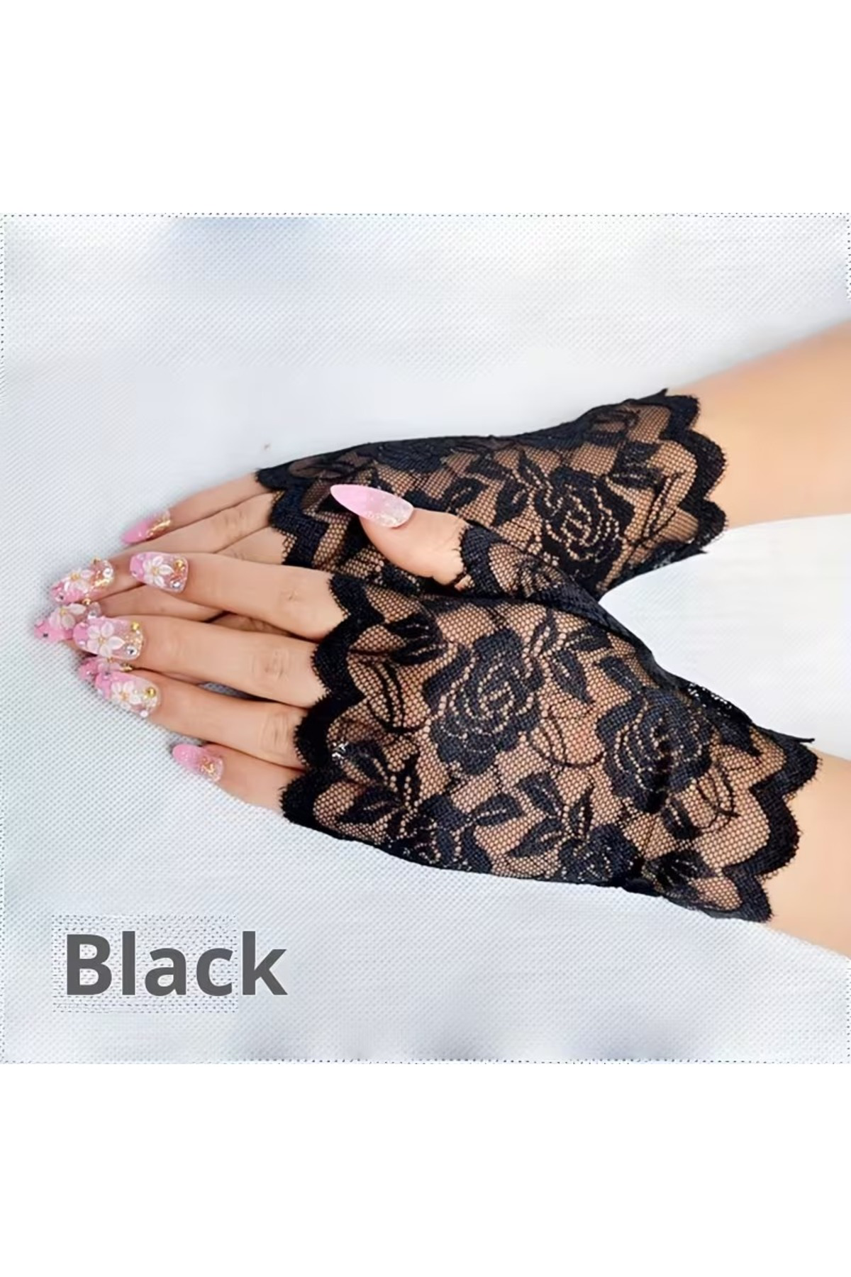 Siyah Dantel Parmaksız Kısa Eldiven