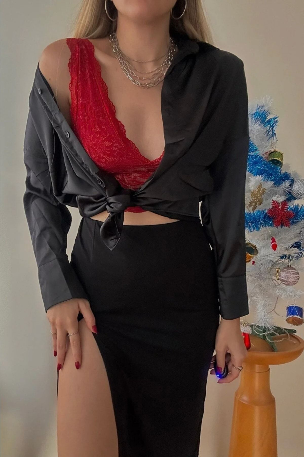 İşilda Fashion Siyah Dantelli Bralet