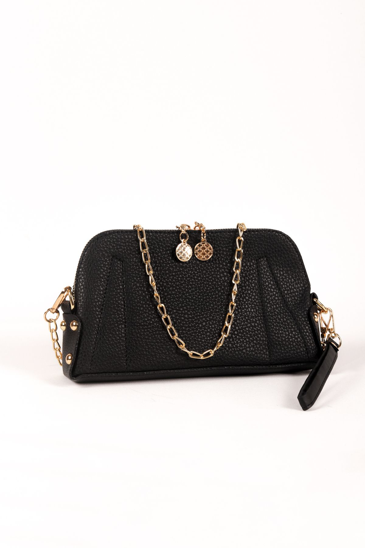 Siyah Deri Desenli El Çantası Seti