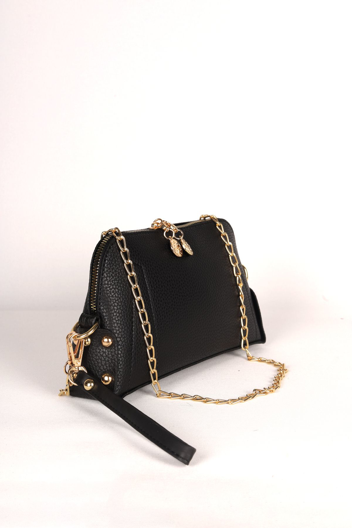 Siyah Deri Desenli El Çantası Seti