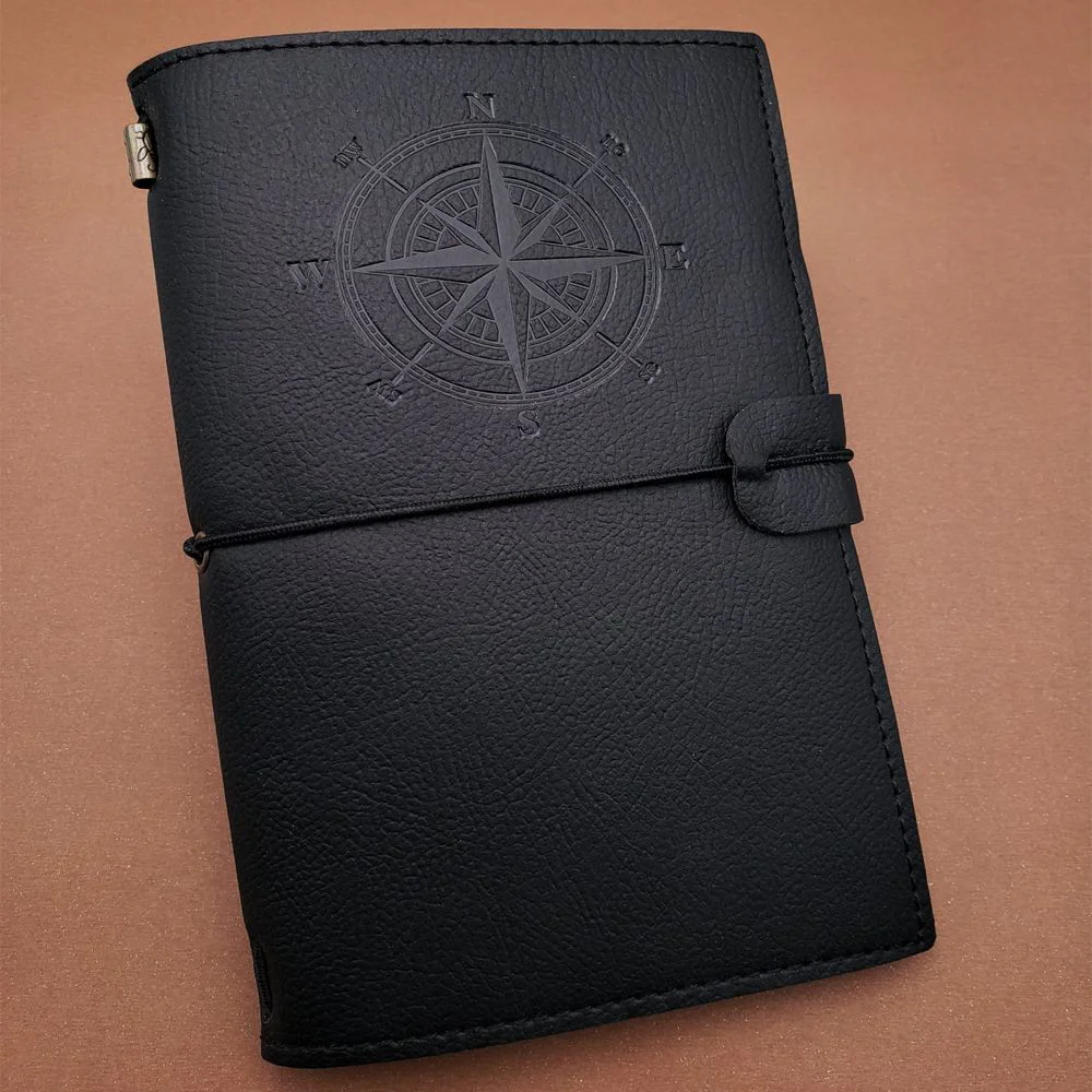 Siyah Deri Pusula Defter Siyah Deri Pusula Defter