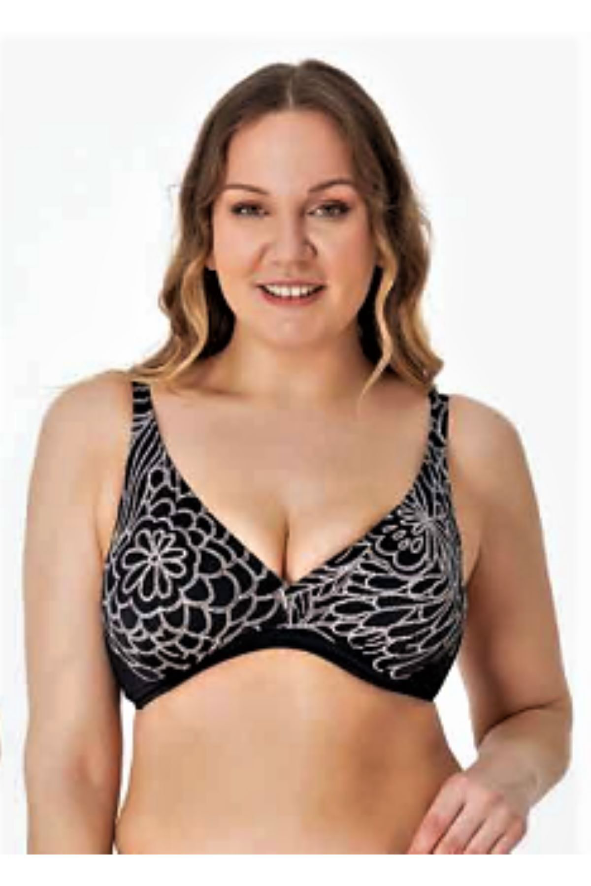 Sunsurf Siyah Desenli Toparlayici Bikini Büyük Beden