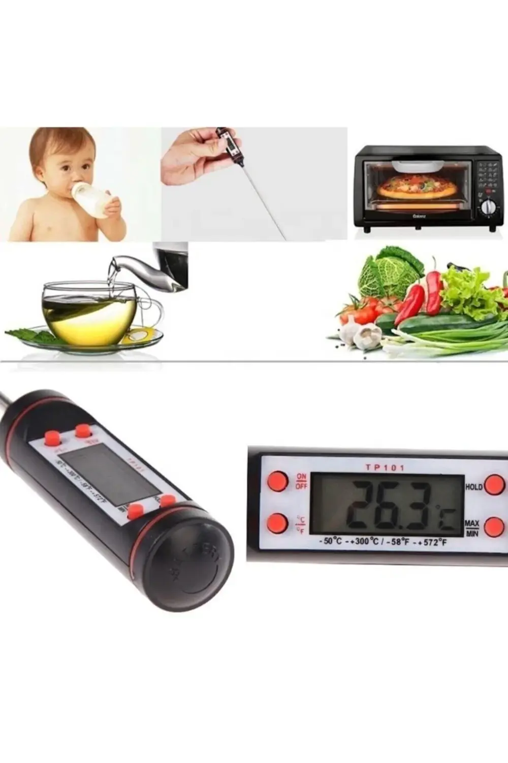 Siyah Dijital Lcd Mutfak Yemek Gıda Süt Mama Barbekü Yoğurt Termo