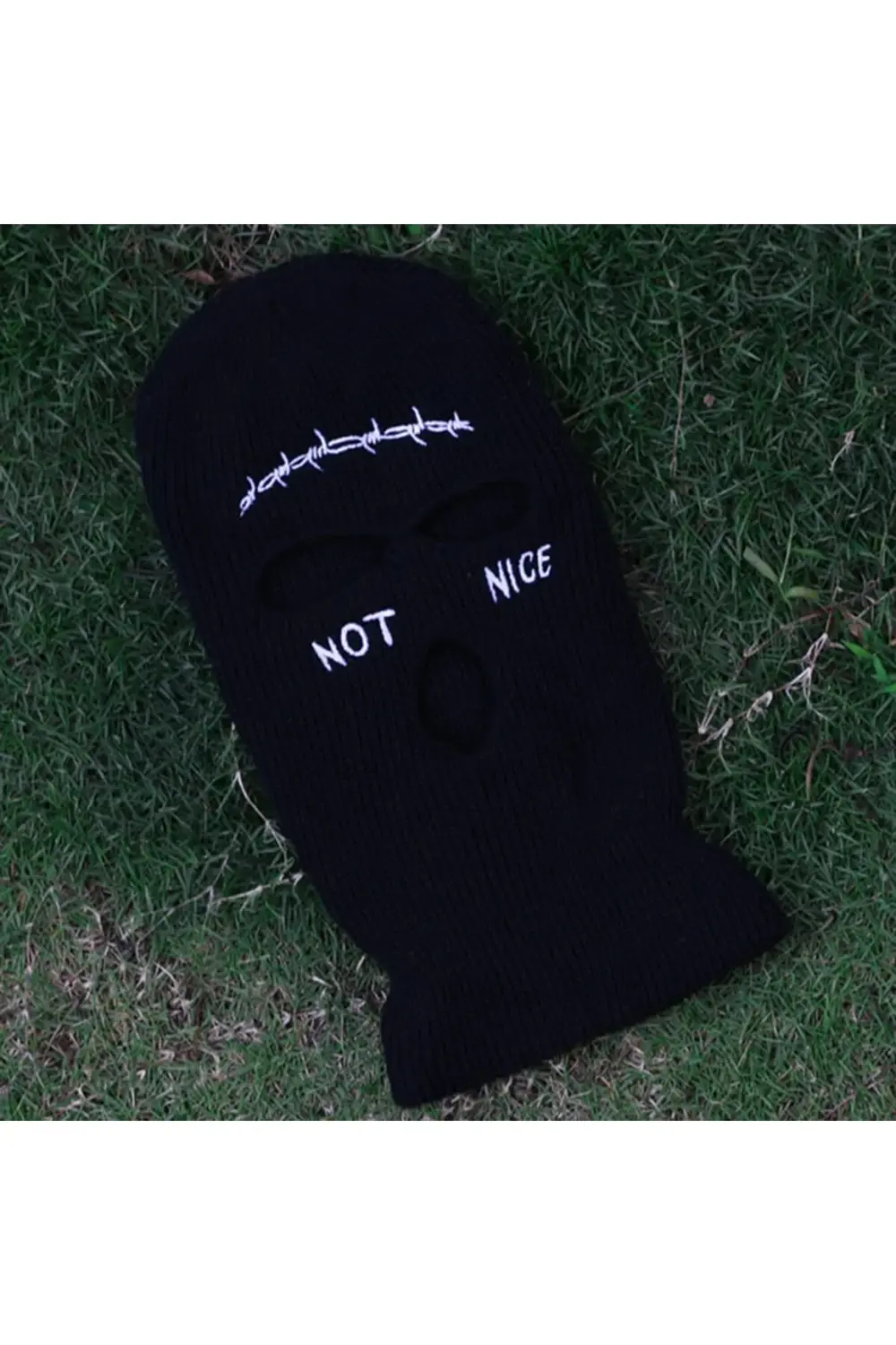 Siyah Dikenli Tel Not Nice Kar Maskesi