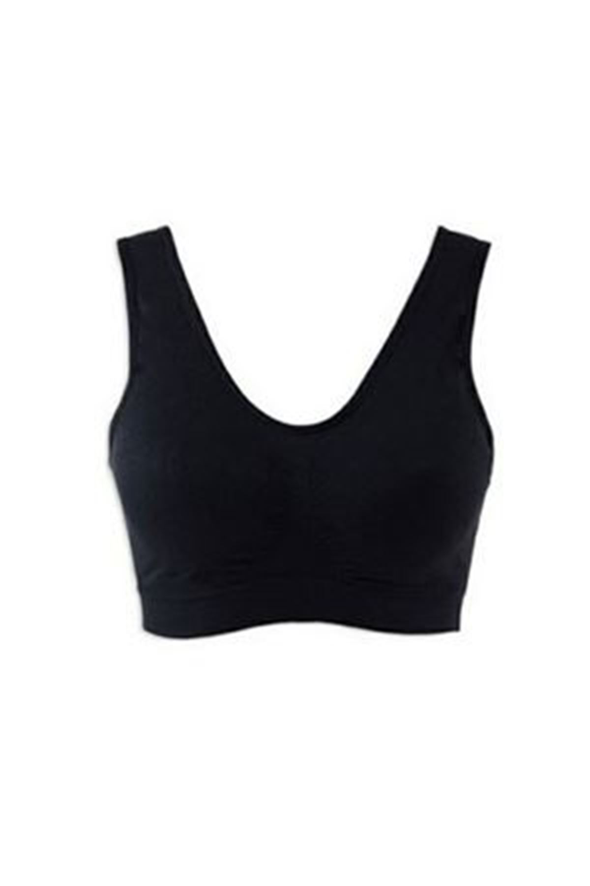 Sistina Siyah Dikişsiz Kadın Pedli Sütyen Korse - 704 - Beden L Hnzrn