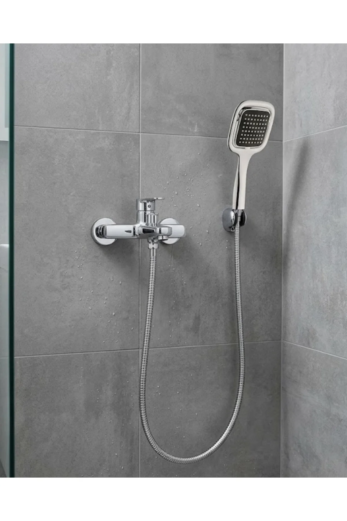 Siyah Duş Seti El Duşu Başlığı Spiral Hortum Dayanıklı Banyo Duş 