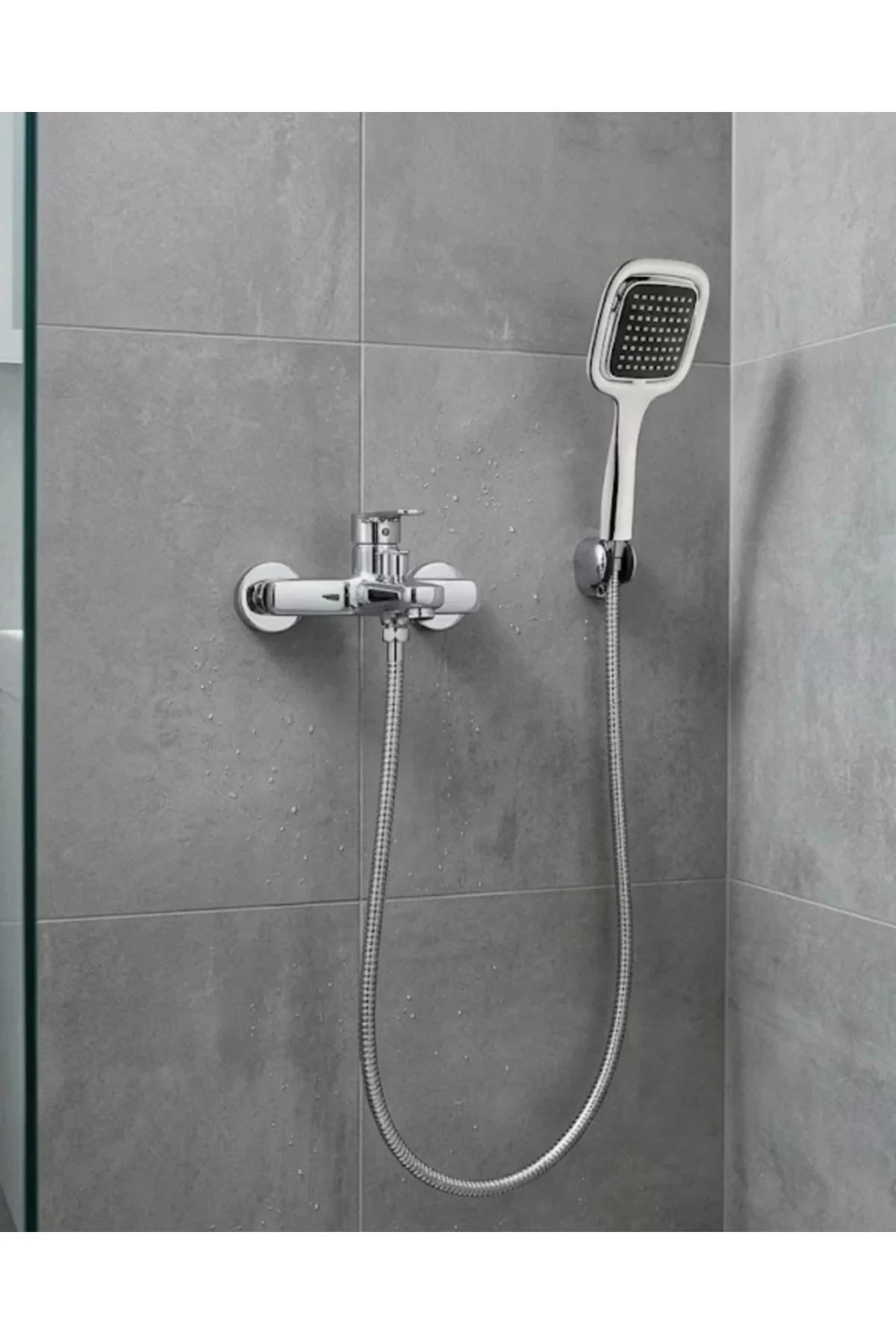 Siyah Duş Seti El Duşu Başlığı Spiral Hortum Dayanıklı Banyo Duş 