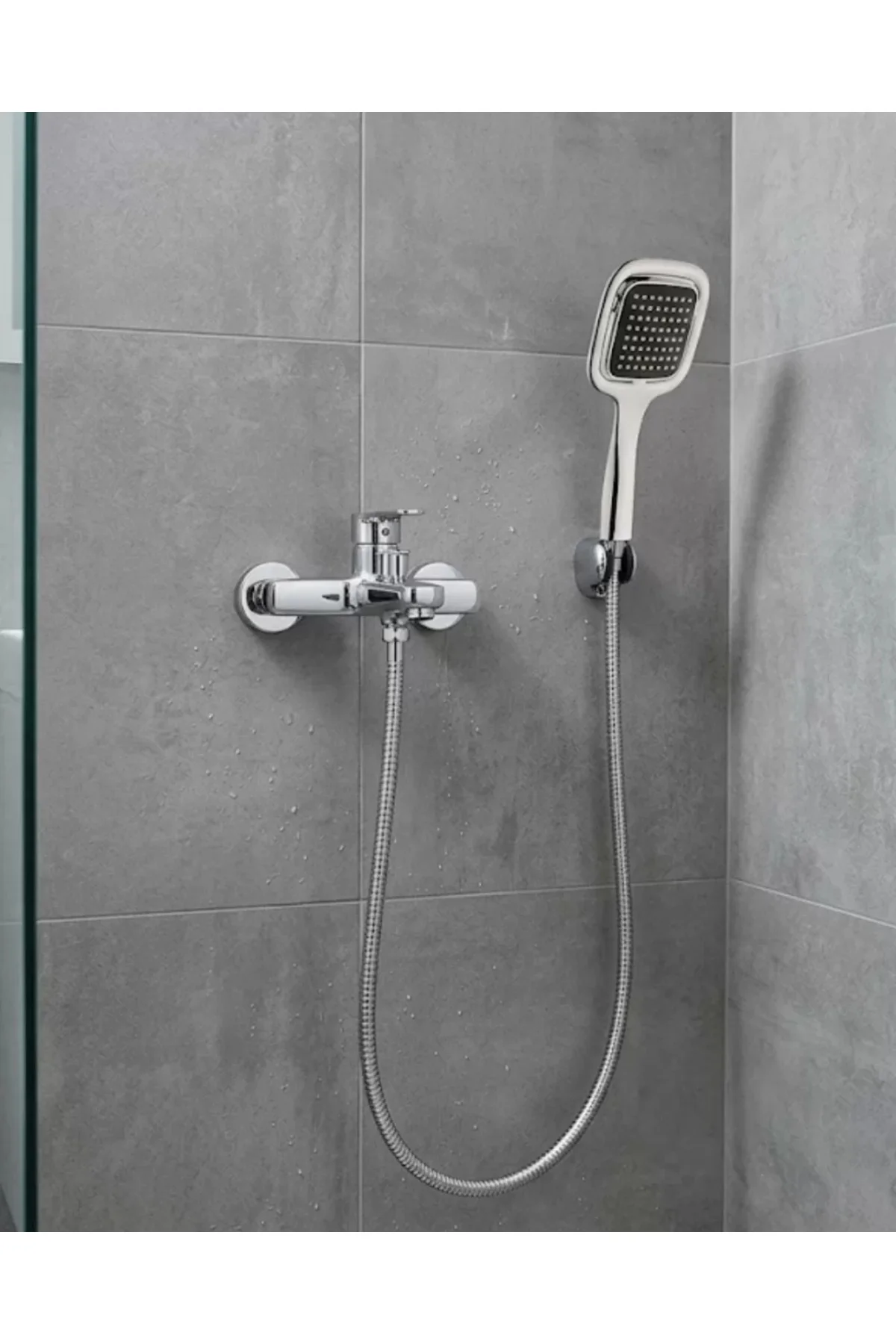 Siyah Duş Seti El Duşu Başlığı Spiral Hortum Dayanıklı Banyo Duş 