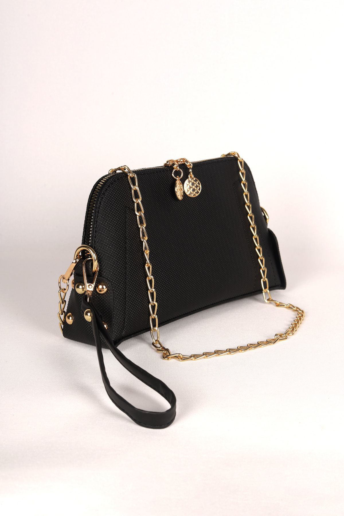 Siyah Düz Desenli El Çantası Seti