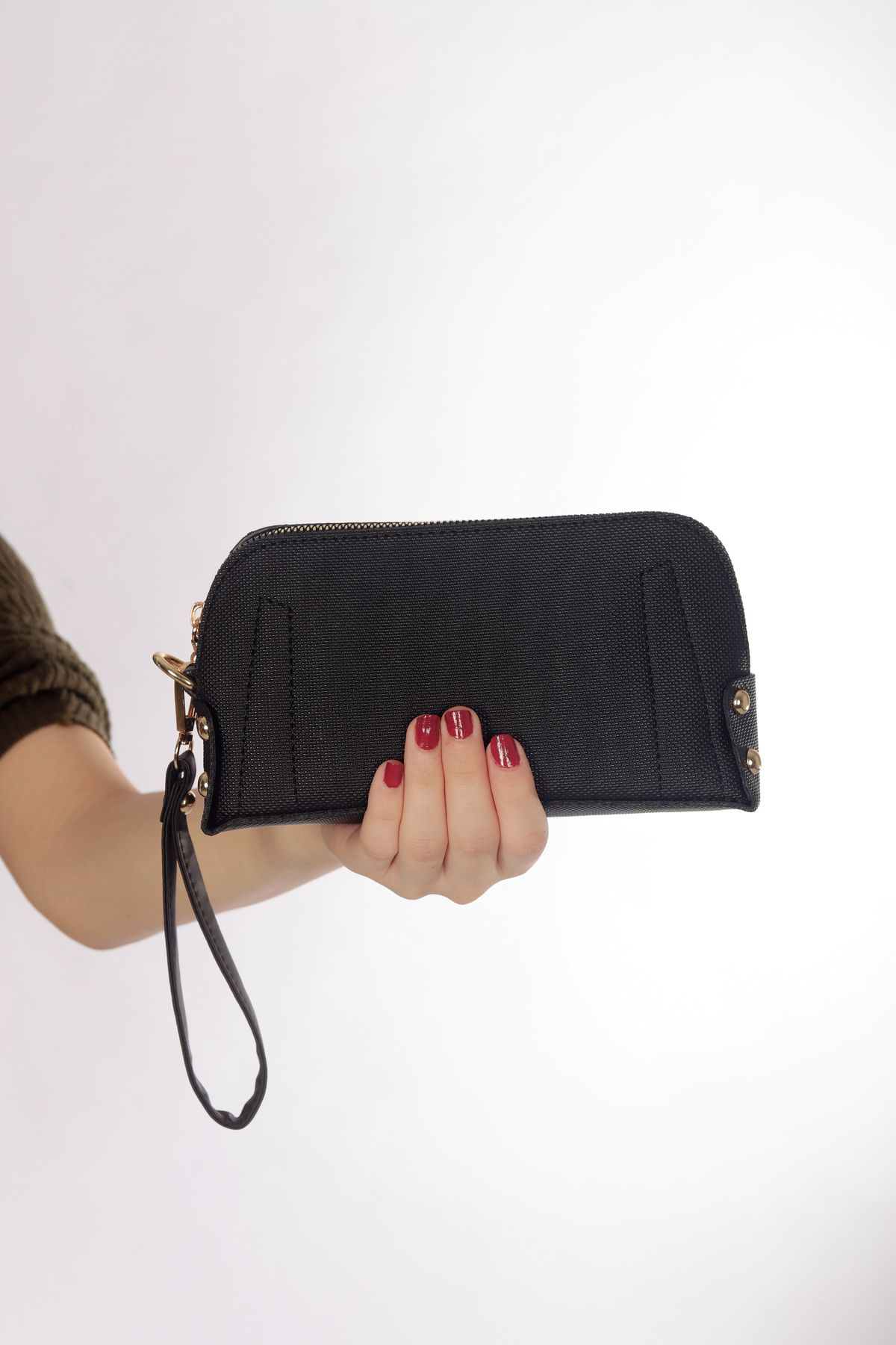 Siyah Düz Desenli El Çantası Seti