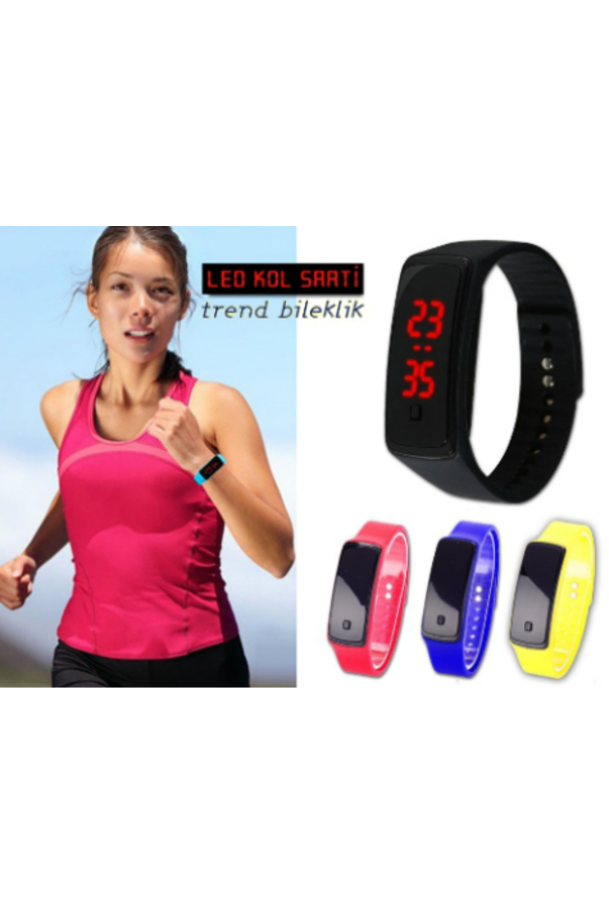 Astra Market Siyah Ekranlı Led Kol Saati (Sarı)