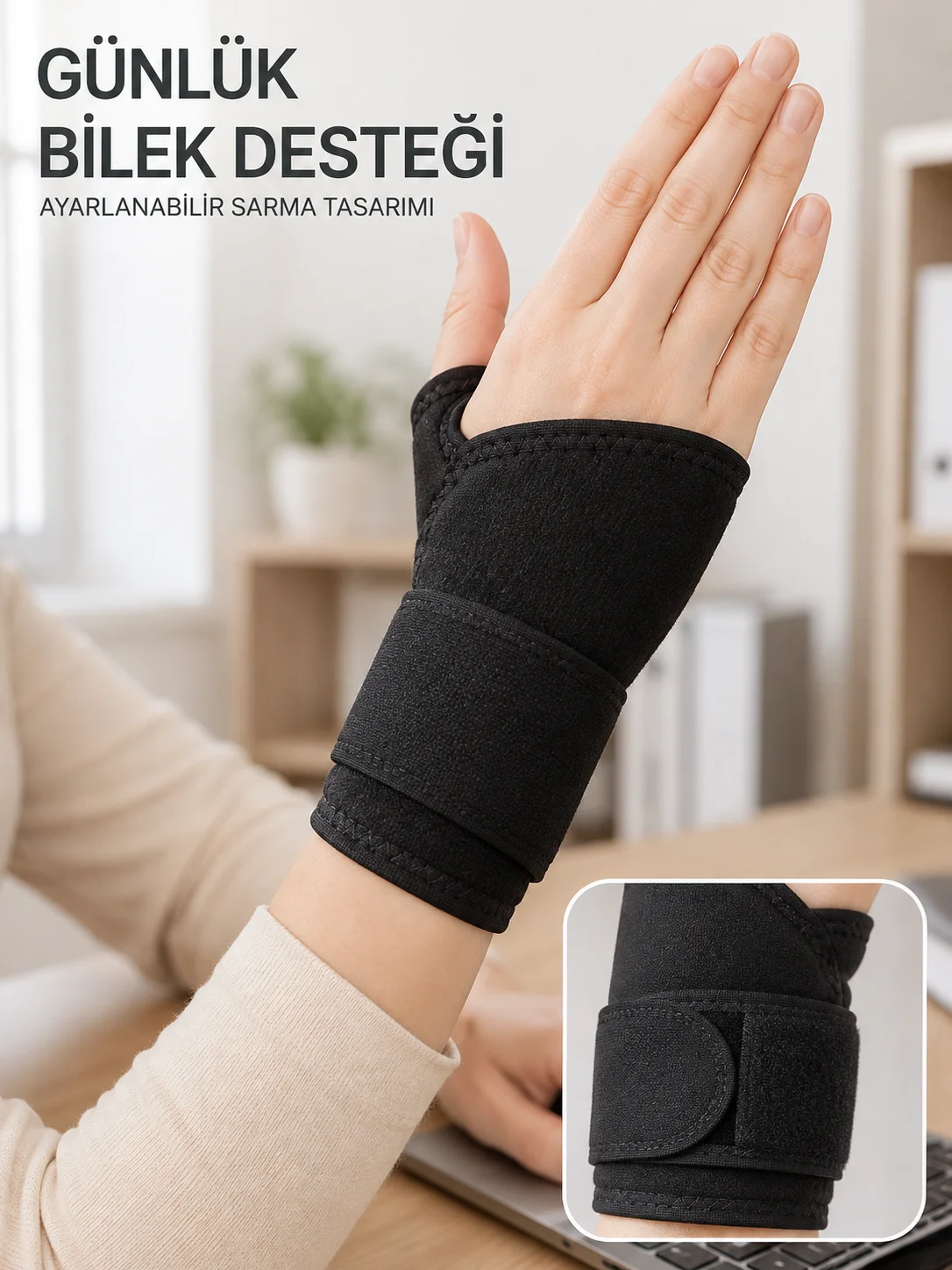 Siyah El Bilek Desteği Cırtlı Ayarlanabilir Başparmak Geçişli Bileklik Spor Bandajı Fiyatı, Yorumları ve Özellikleri
