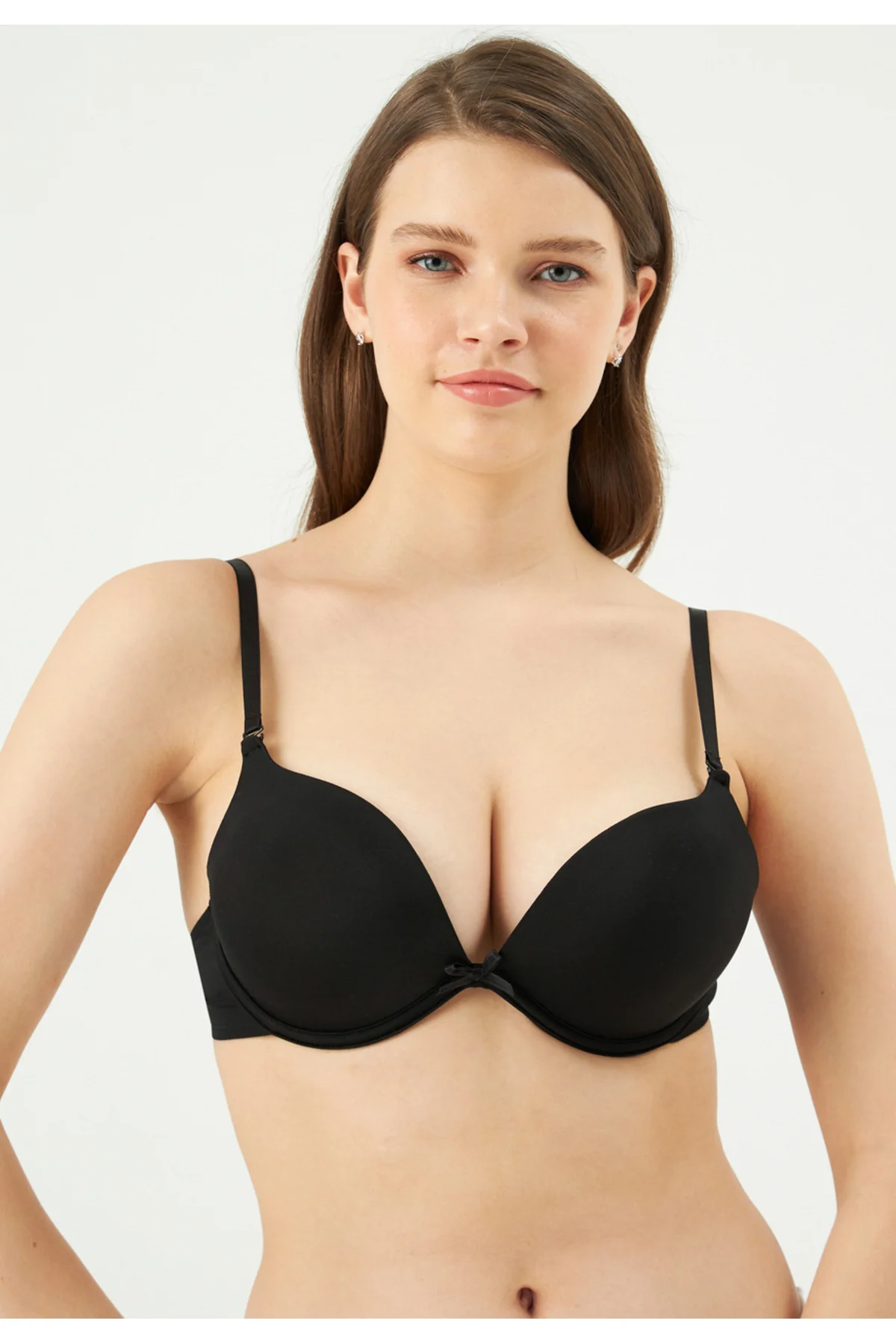 Siyah Ersk130 Lilyum Kulaklı Double Push-Up Tek Sütyen