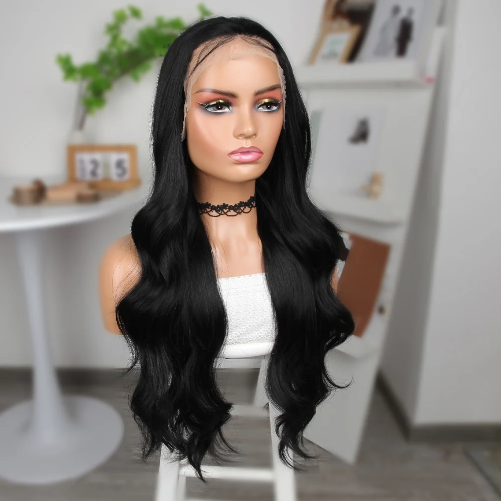 Siyah Fiber Sen Geniş Daalı Tül Peruk