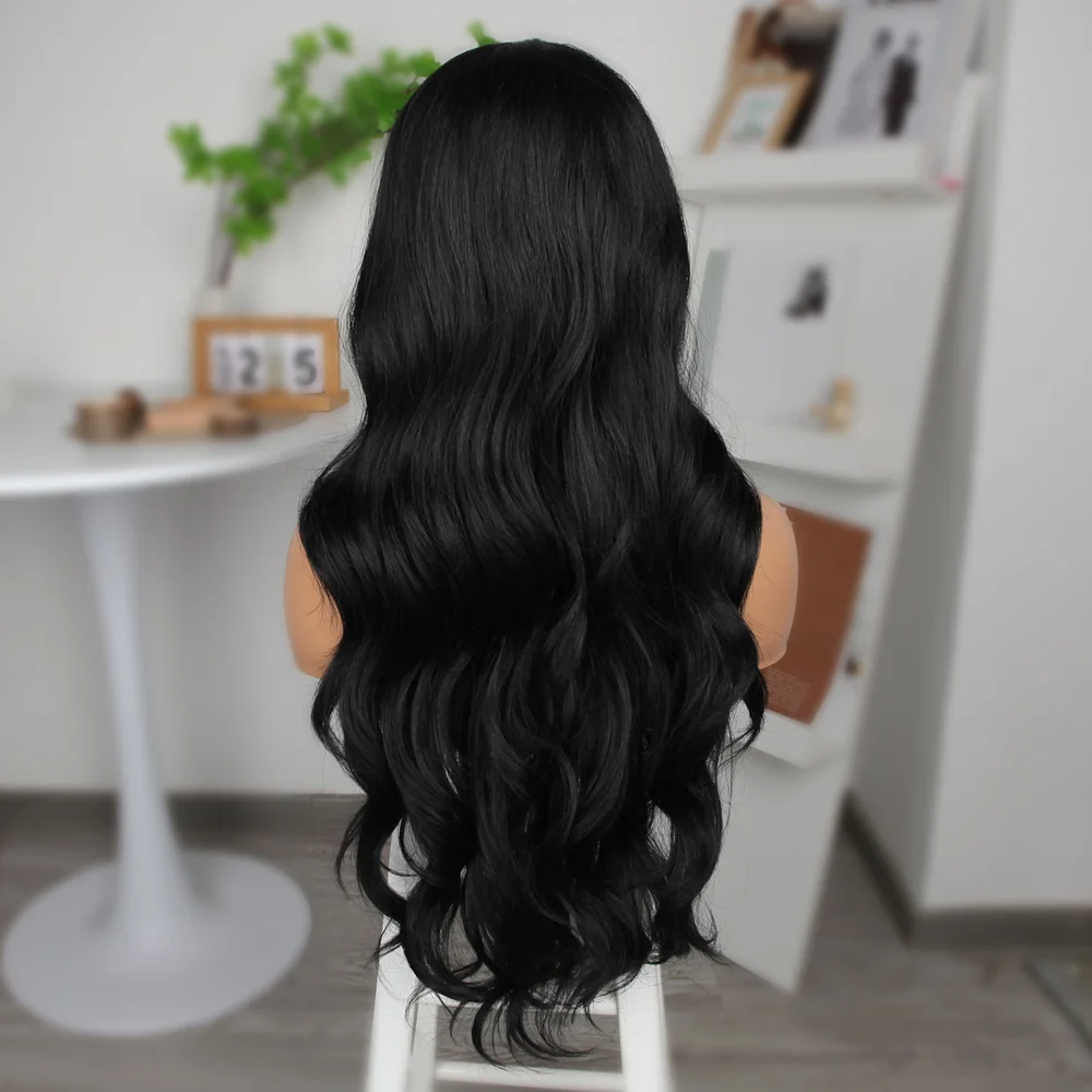 Siyah Fiber Sen Geniş Daalı Tül Peruk