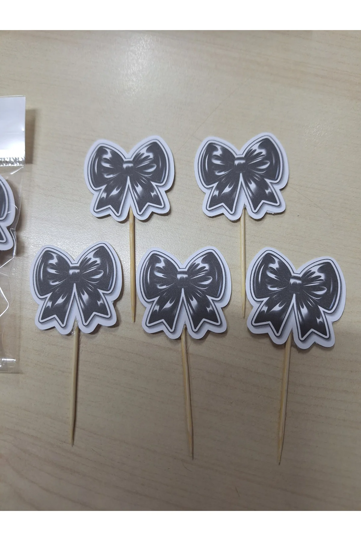 SİYAH FİYONKLU Doğum Günü Kürdanı ,pasta Süsü 15 'li