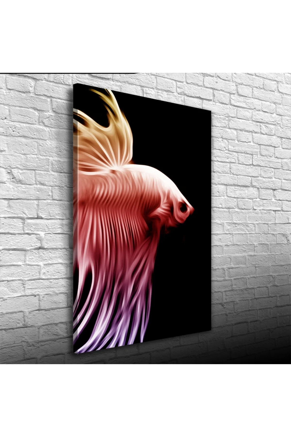 Siyah Fonda Kırmızı Balık Kanvas Tablo 50 x 70