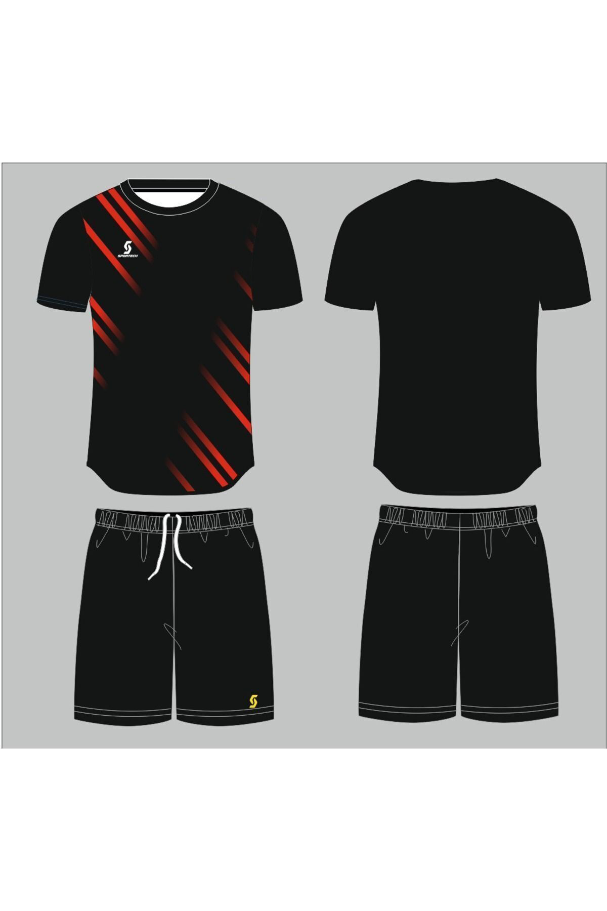 Sportech Siyah Forma Takımı K0137 (Tek Kelime İsim Ve Numara Yazilir)