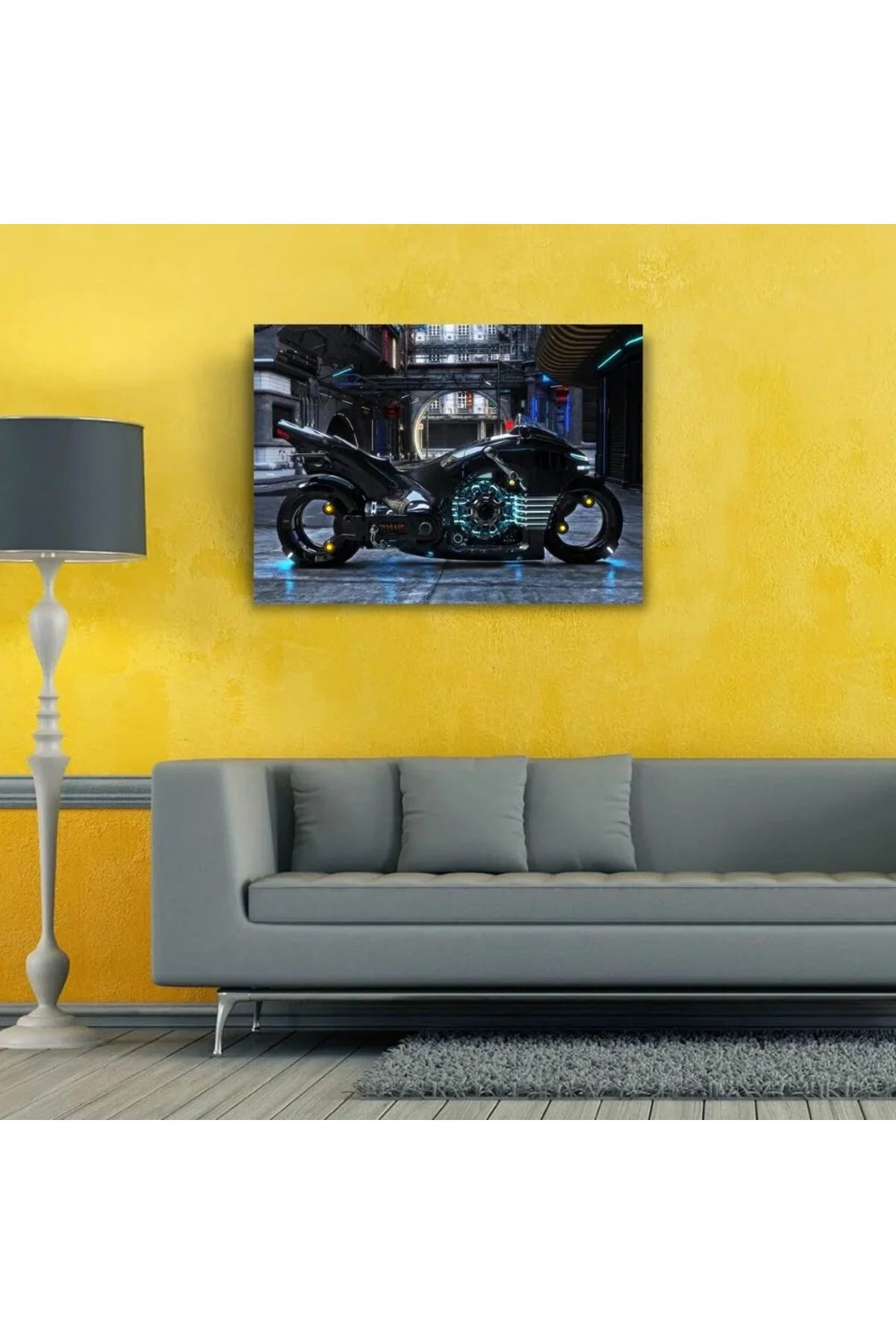 Siyah Futuristik Naked Motosiklet Kanvas Tablo 50 x 70