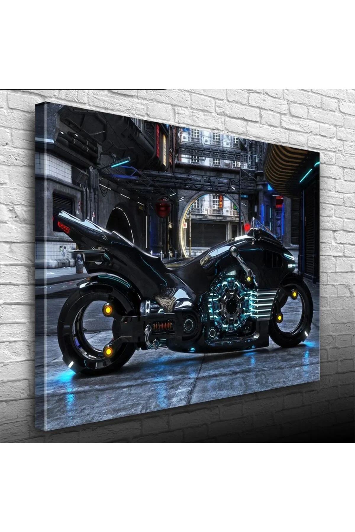 Siyah Futuristik Naked Motosiklet Kanvas Tablo 50 x 70