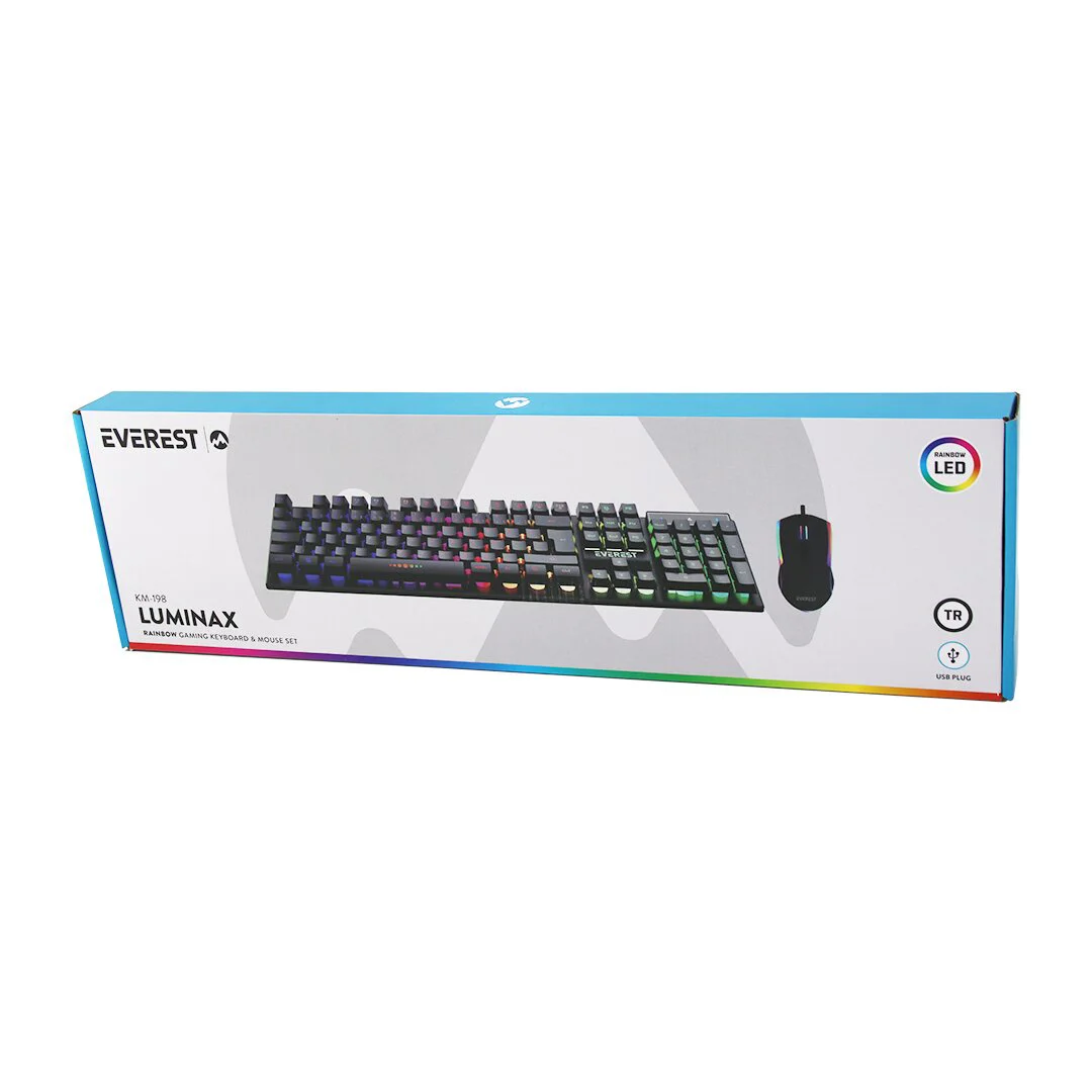 Siyah Gökkuşağı Işıklı Usb Kablolu Oyuncu Klavye - Mouse Set Fiyatı, Yorumları ve Özellikleri