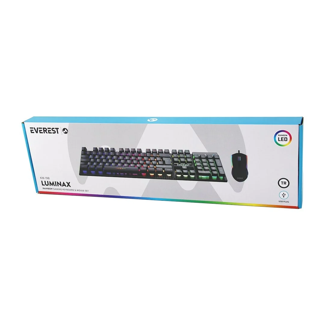 Siyah Gökkuşağı Işıklı Usb Kablolu Oyuncu Klavye - Mouse Set Bx40 Siyah Gökkuşağı Işıklı Usb Kablolu Oyuncu Klavye - Mouse Set Bx40