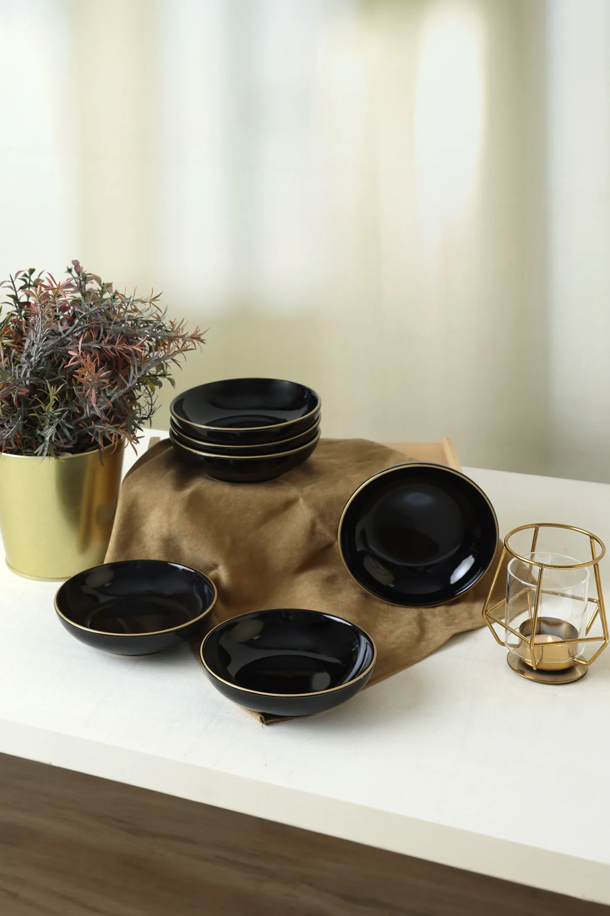 Siyah Gold Halka Çerezlik / Sosluk 13 Cm 6 Adet