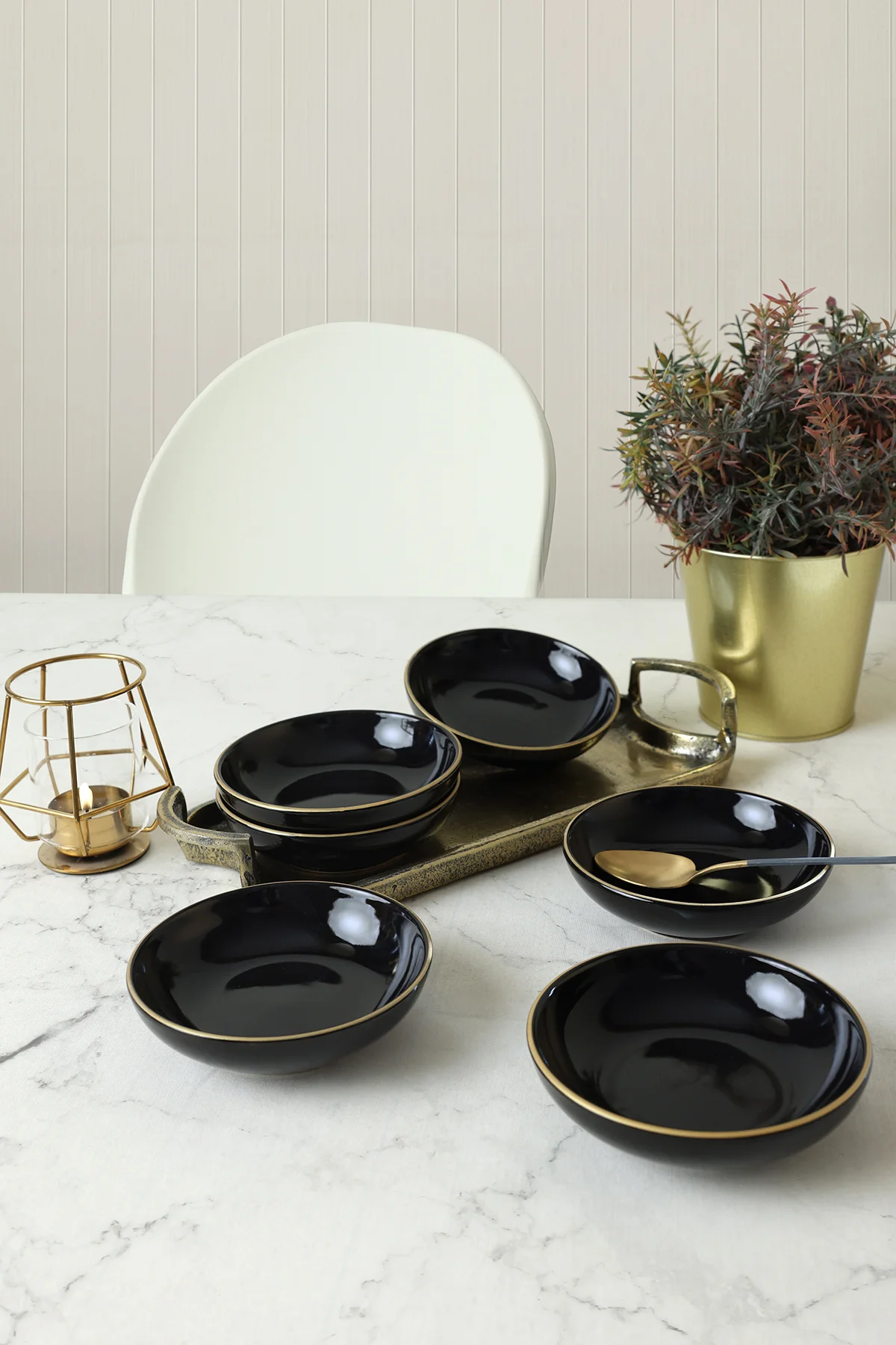 Siyah Gold Halka Çerezlik / Sosluk 13 Cm 6 Adet